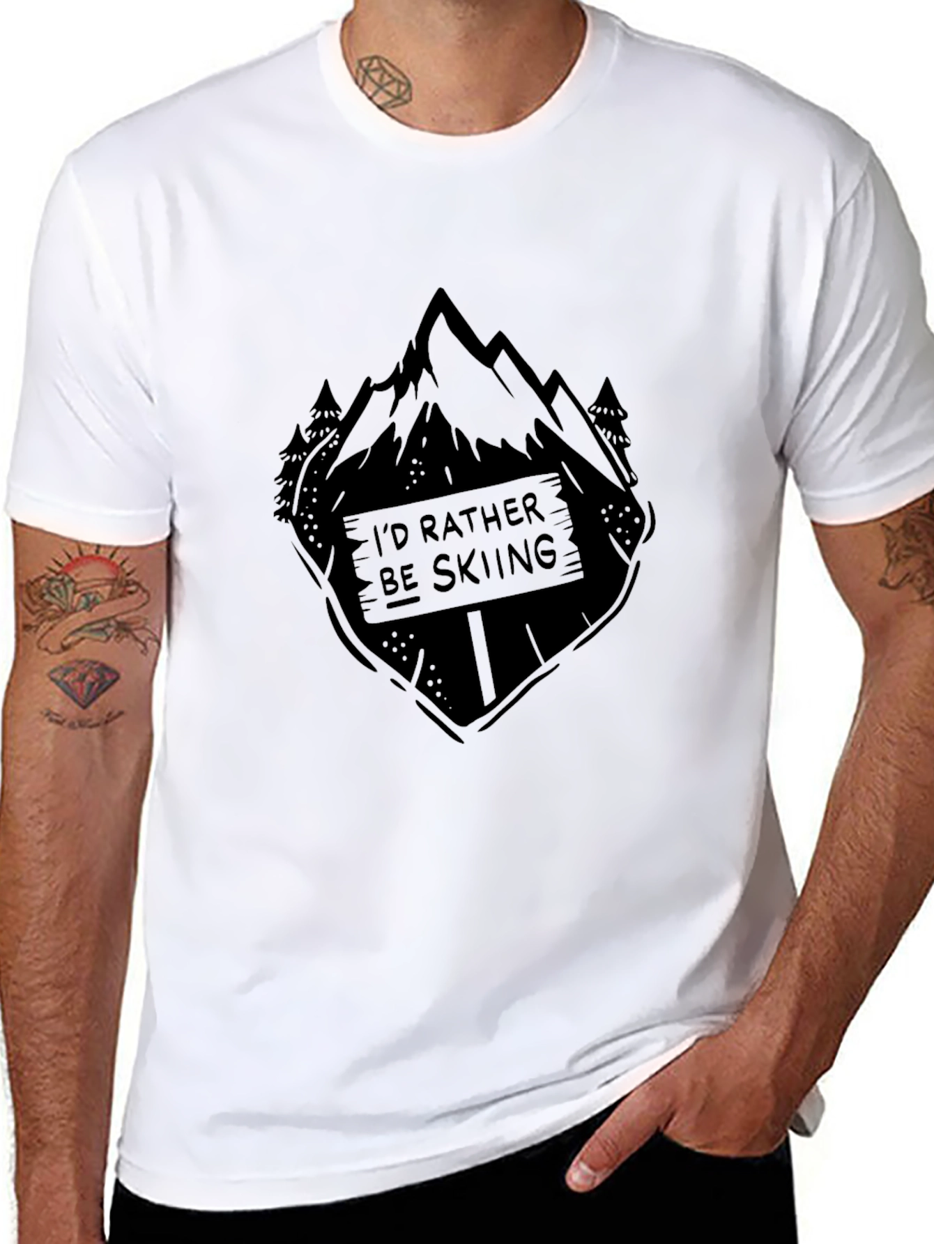 Id Rather Be Skiing Black Graphic Tee