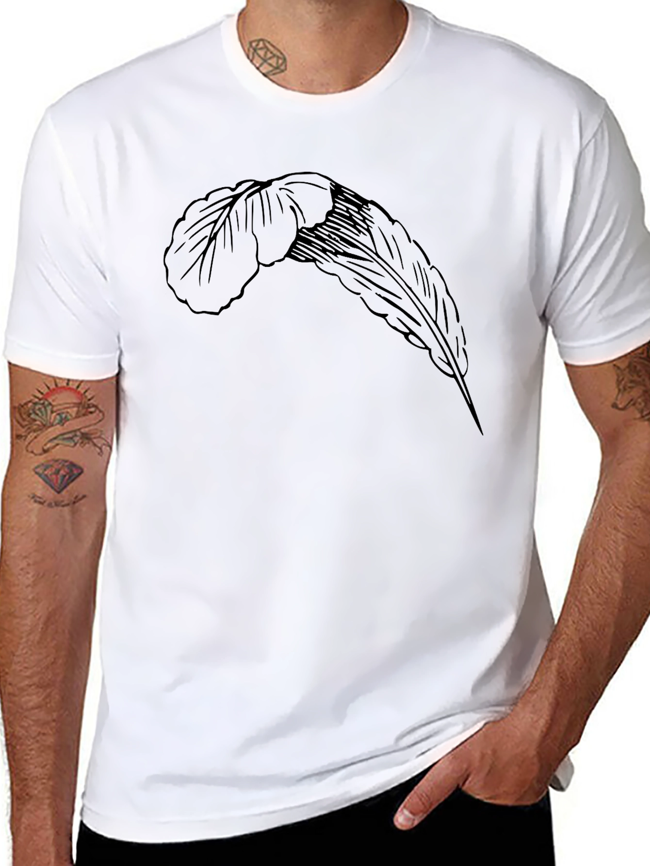 Feather Graphic Black T-Shirt - Casual Menswear