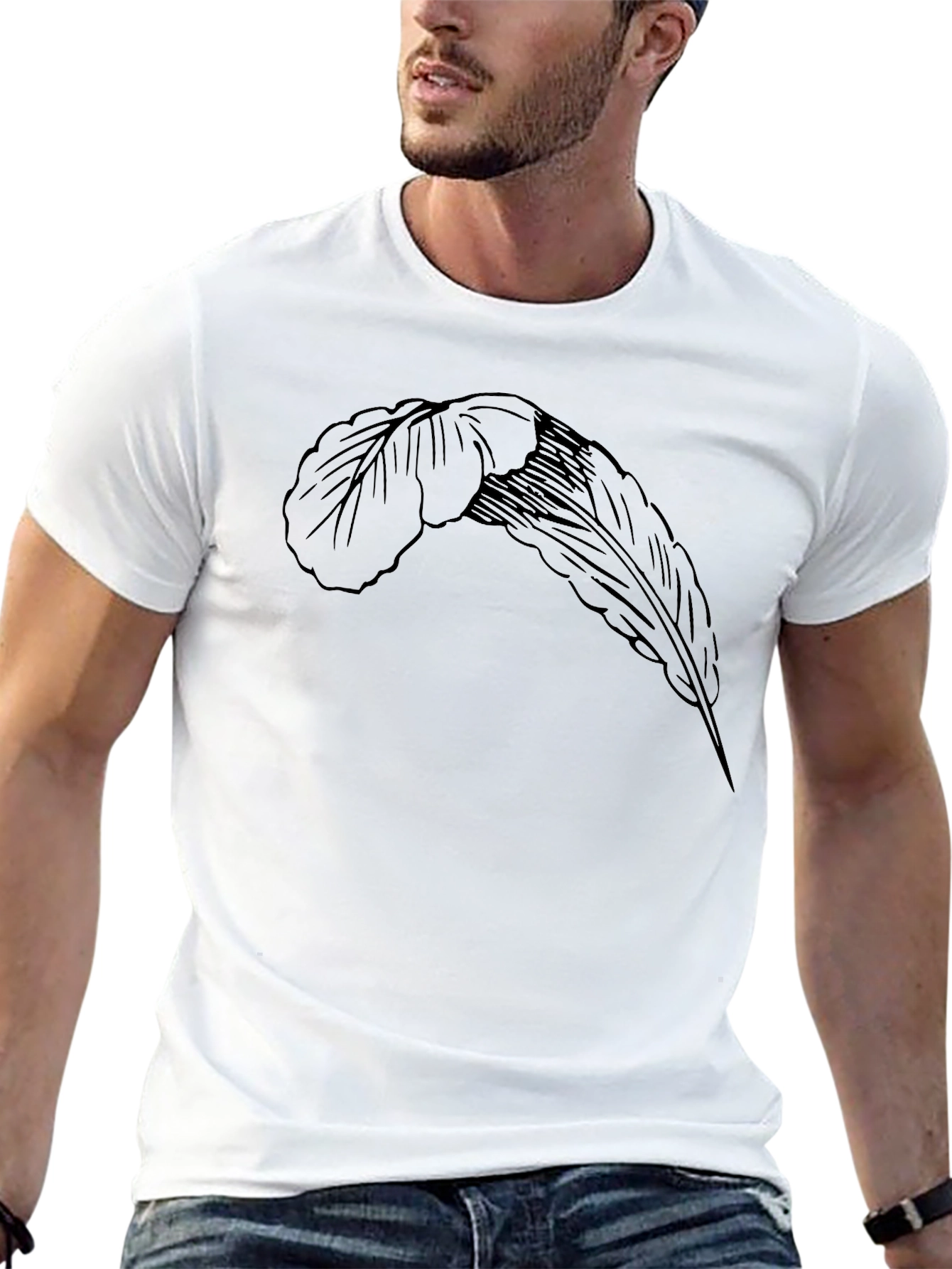 Feather Graphic Black T-Shirt - Casual Menswear