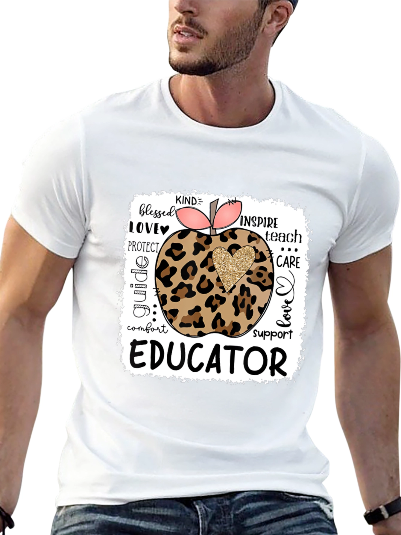 Educator Leopard Apple T-Shirt