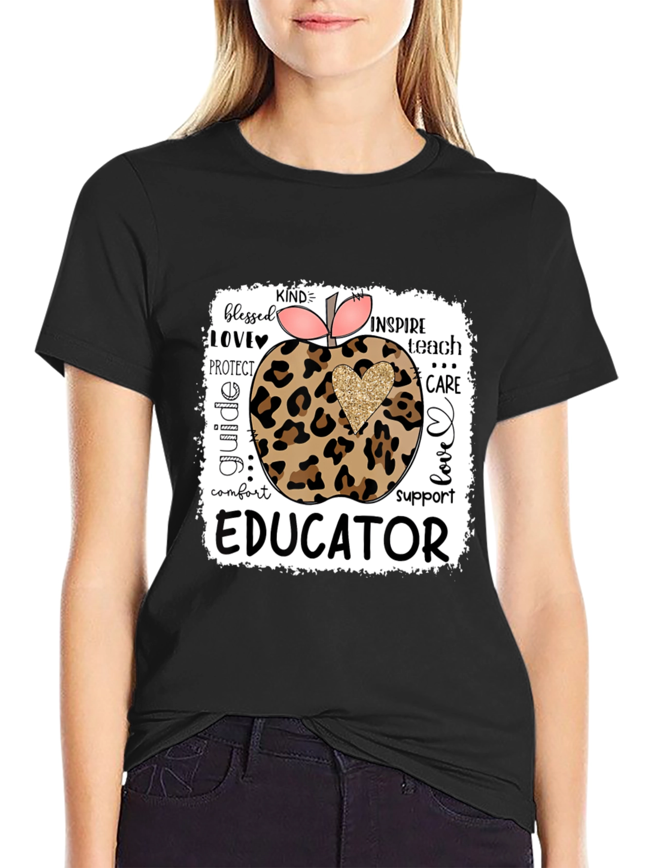 Educator Leopard Apple T-Shirt