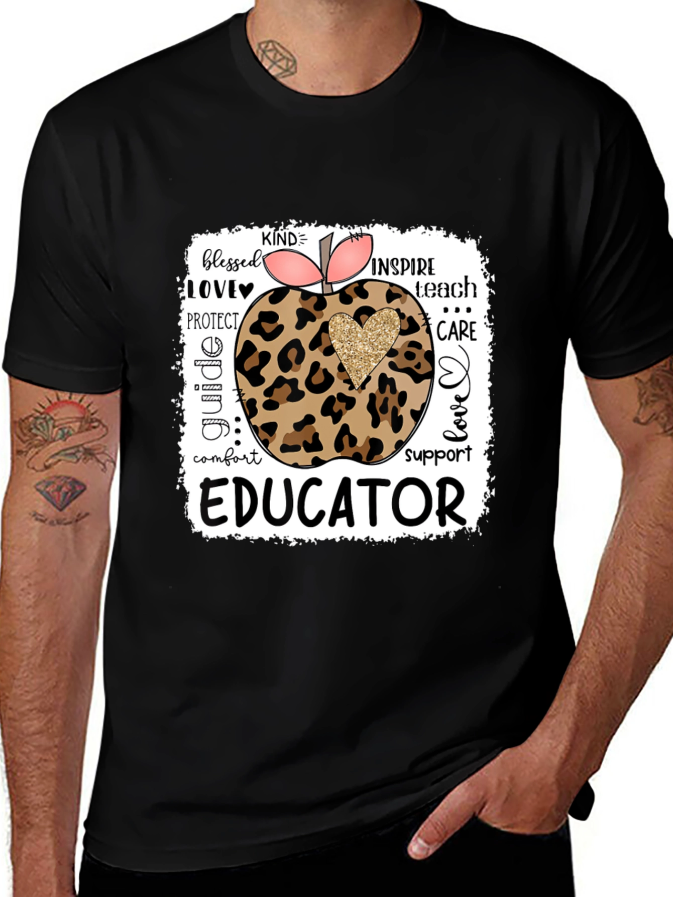 Educator Leopard Apple T-Shirt