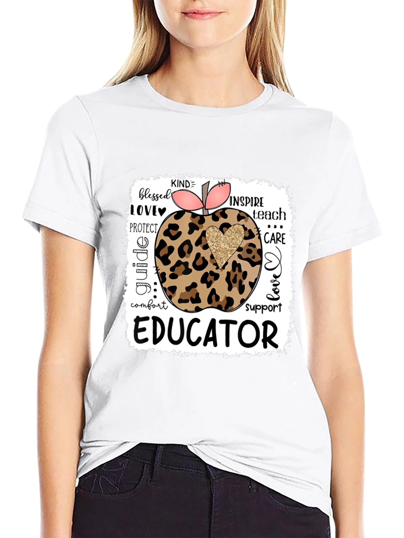 Educator Leopard Apple T-Shirt