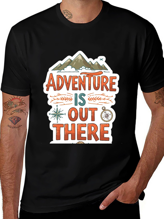 Adventure Awaits Graphic Tee - Black Cotton T-Shirt