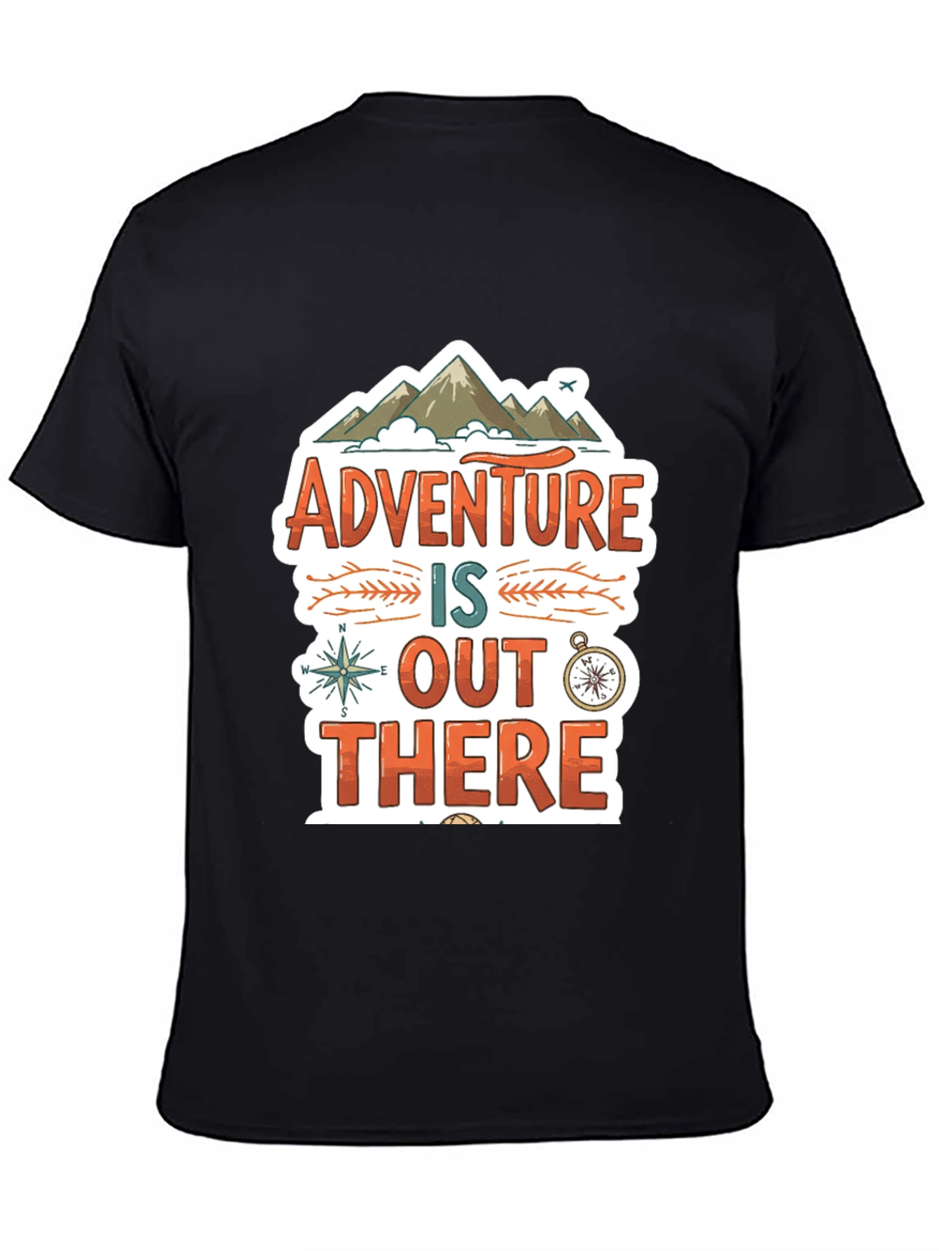 Adventure Awaits Graphic Tee - Black Cotton T-Shirt