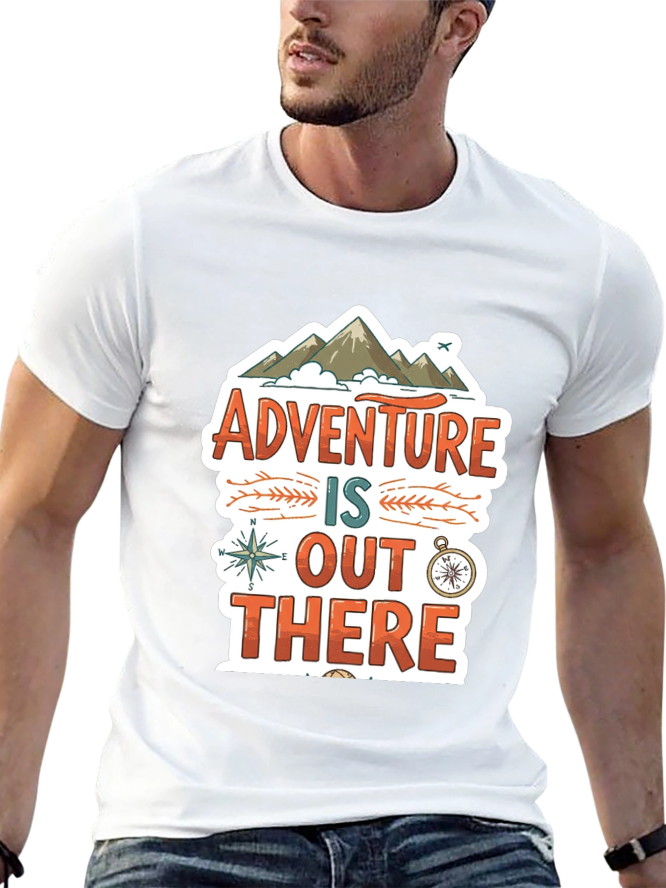 Adventure Awaits Graphic Tee - Black Cotton T-Shirt