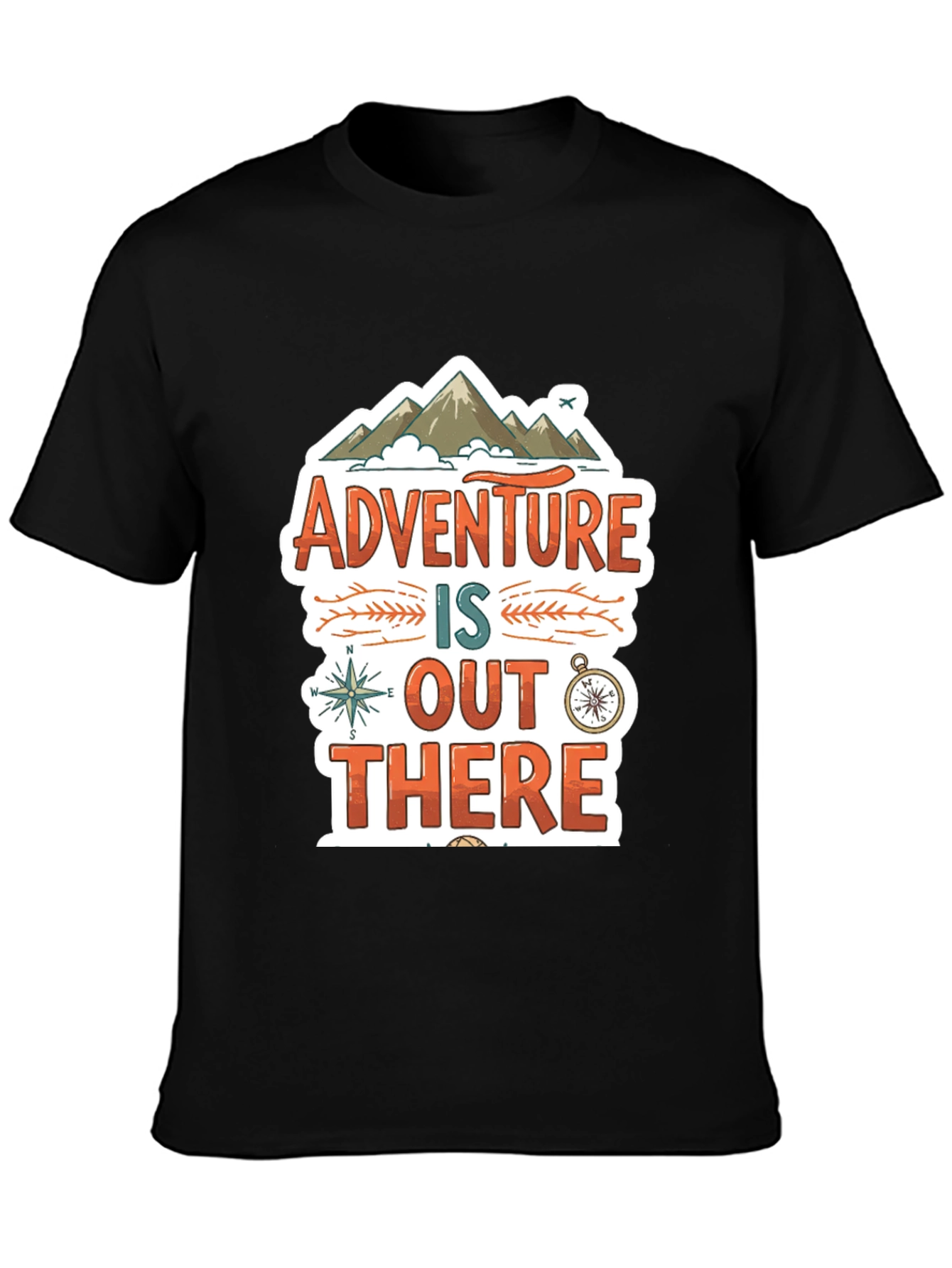 Adventure Awaits Graphic Tee - Black Cotton T-Shirt