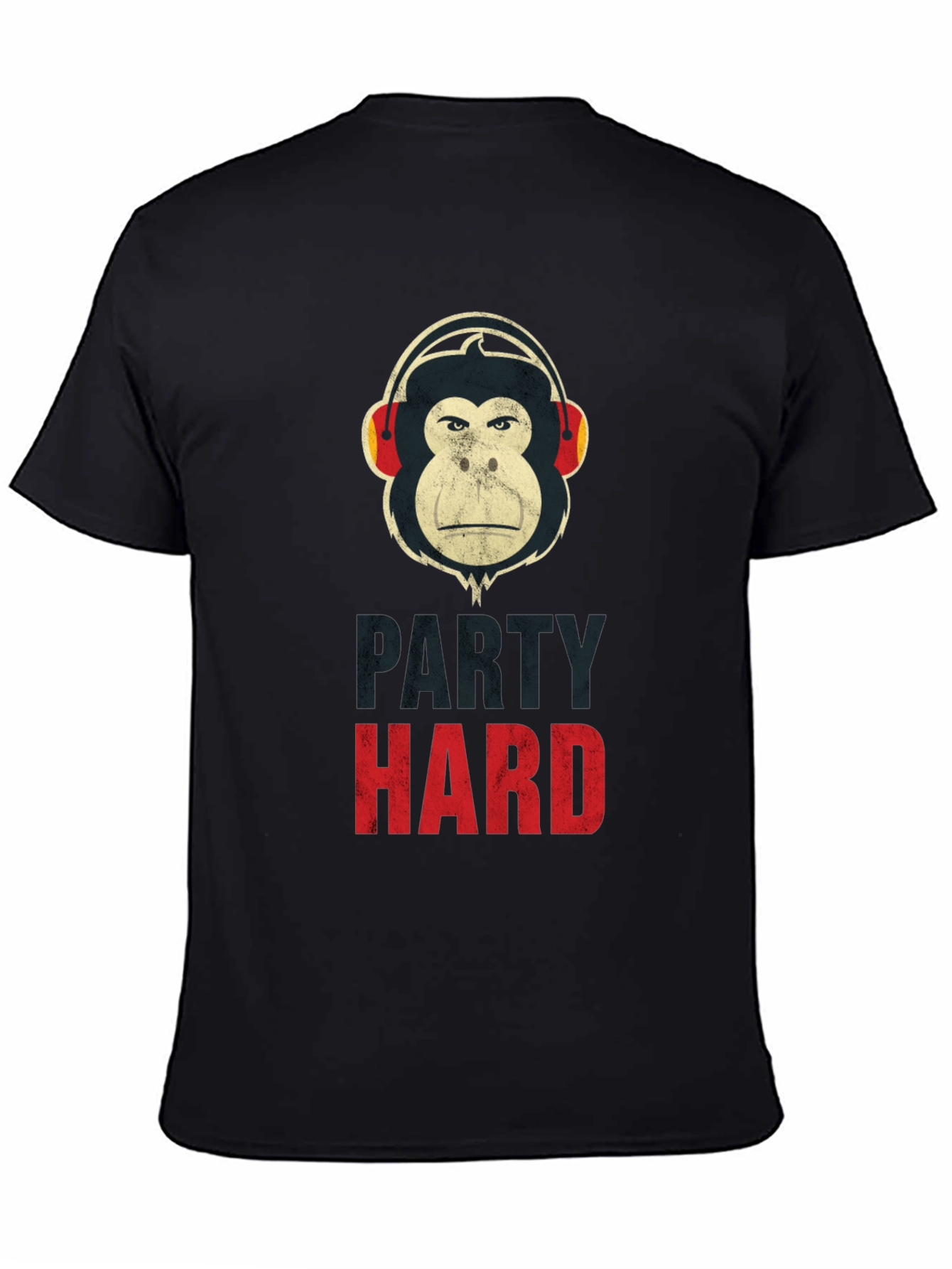Party Hard Monkey Graphic T-Shirt - Black