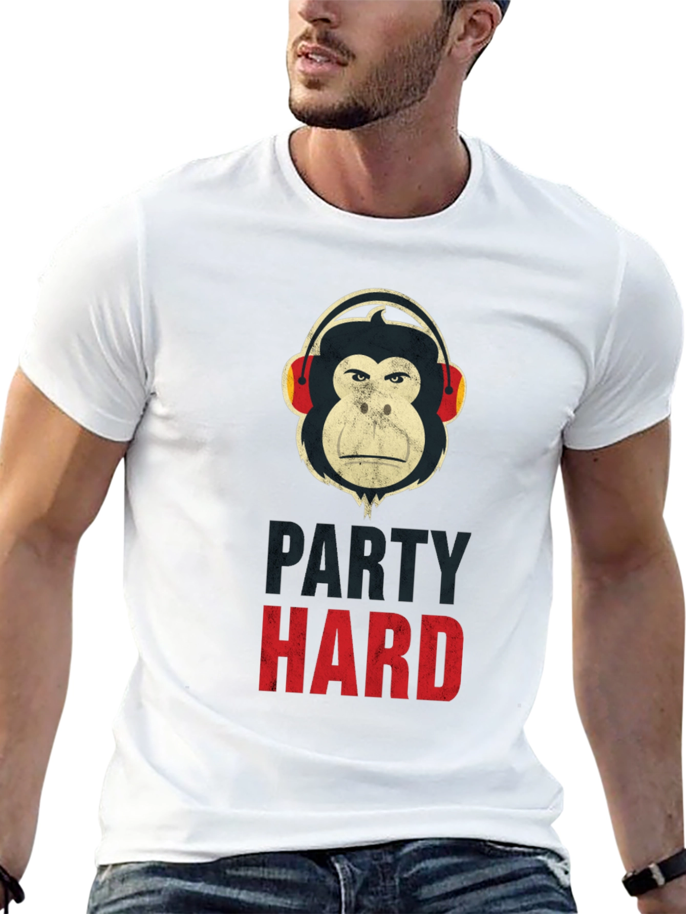 Party Hard Monkey Graphic T-Shirt - Black