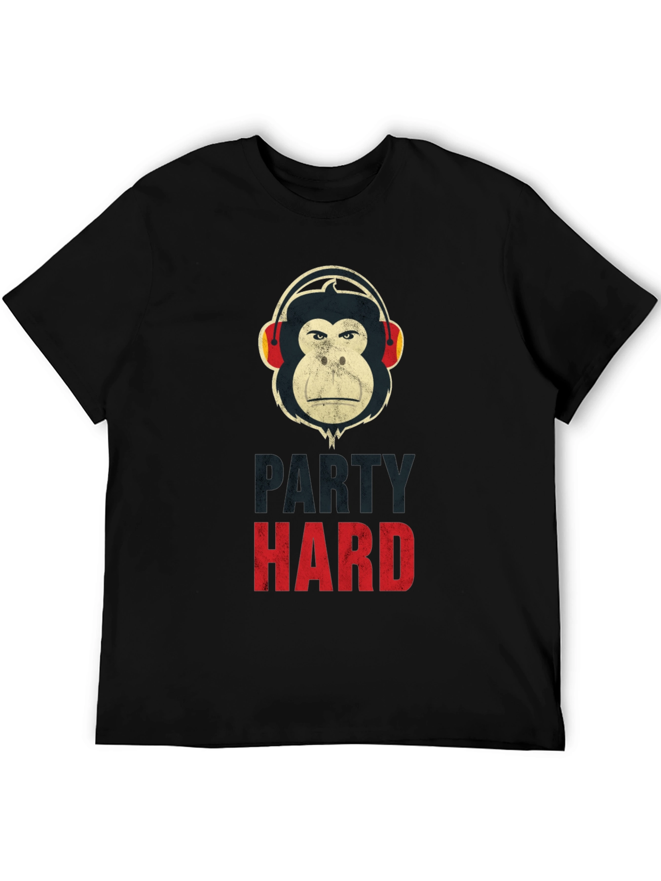 Party Hard Monkey Graphic T-Shirt - Black
