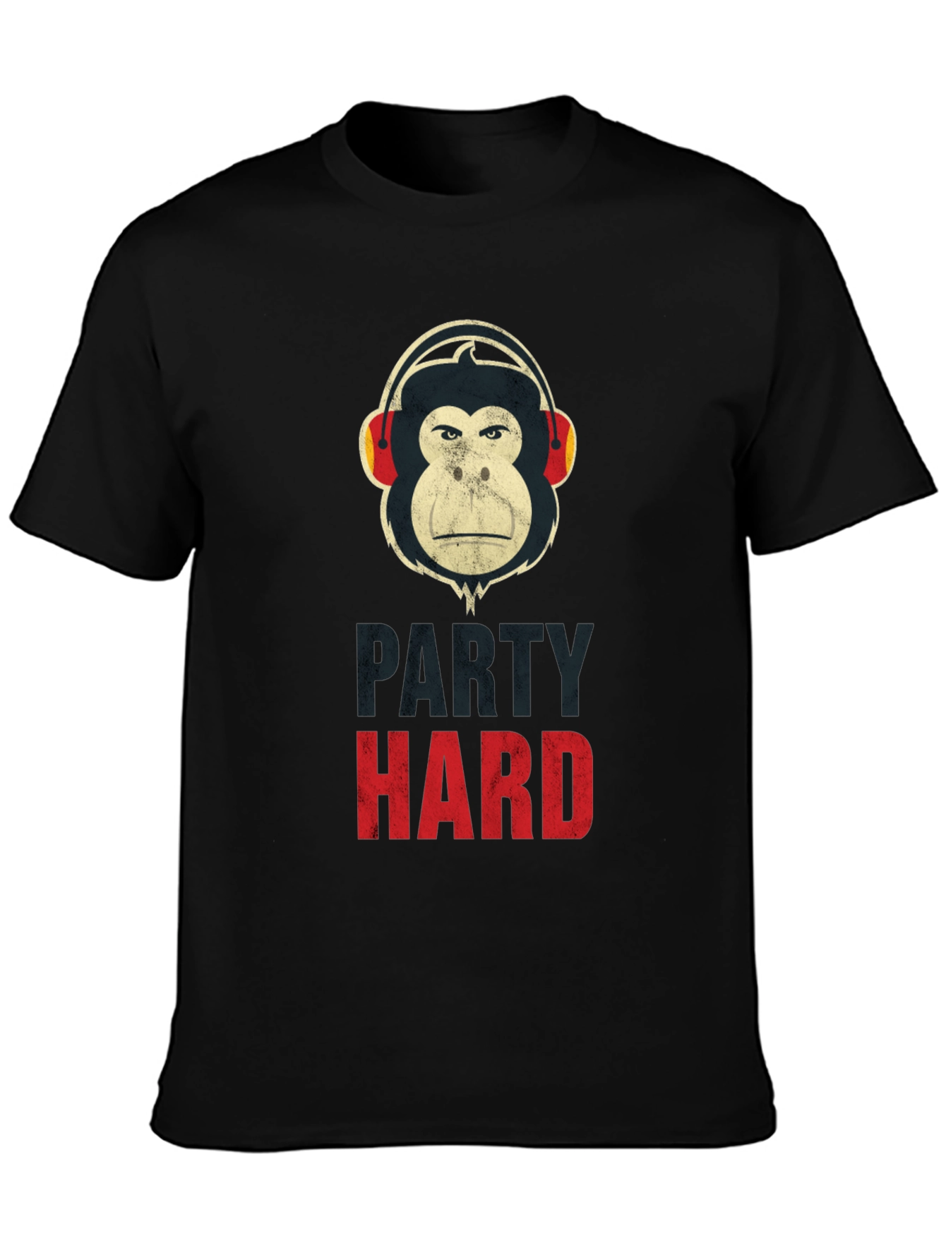 Party Hard Monkey Graphic T-Shirt - Black
