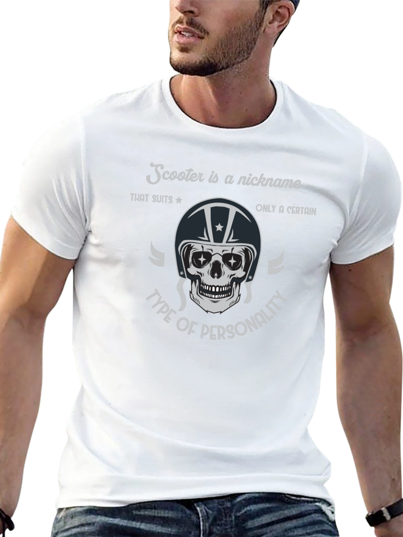 Scooter Nickname Skull Graphic T-Shirt