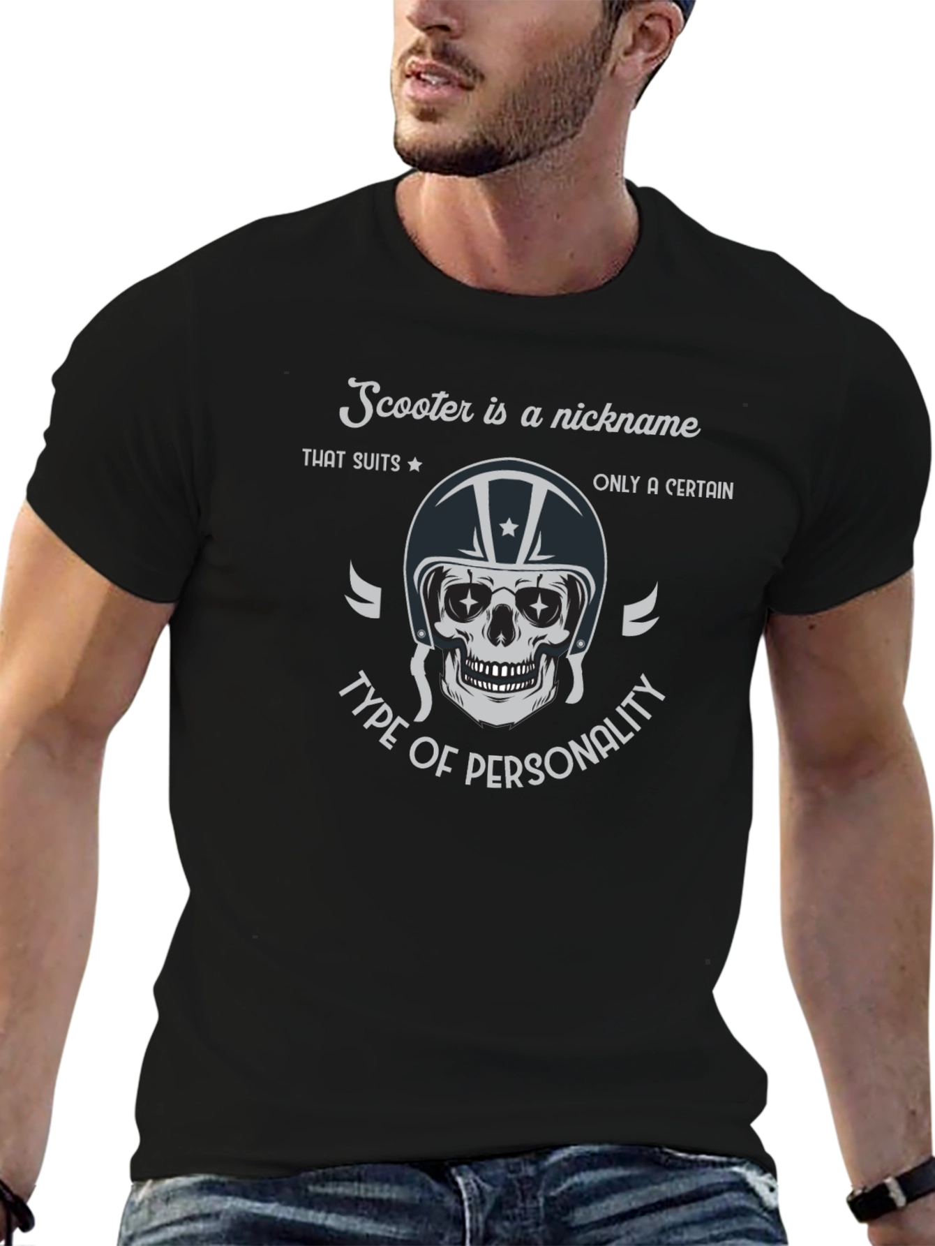 Scooter Nickname Skull Graphic T-Shirt