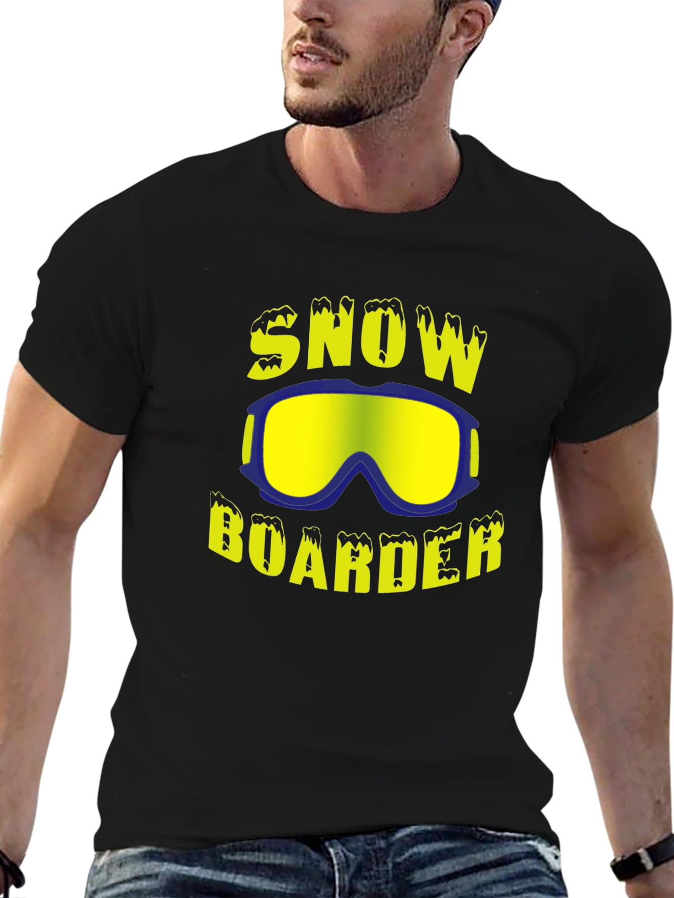 Snowboarder Graphic Tee - Black Cotton Blend