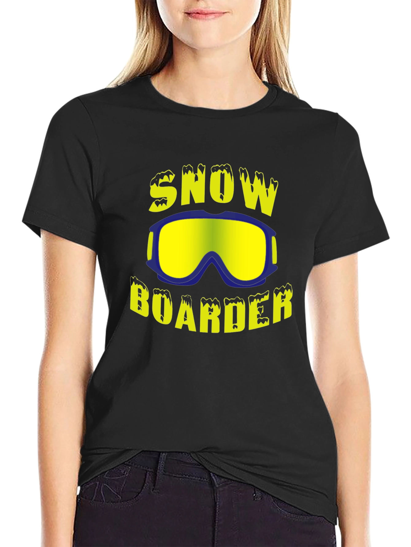 Snowboarder Graphic Tee - Black Cotton Blend