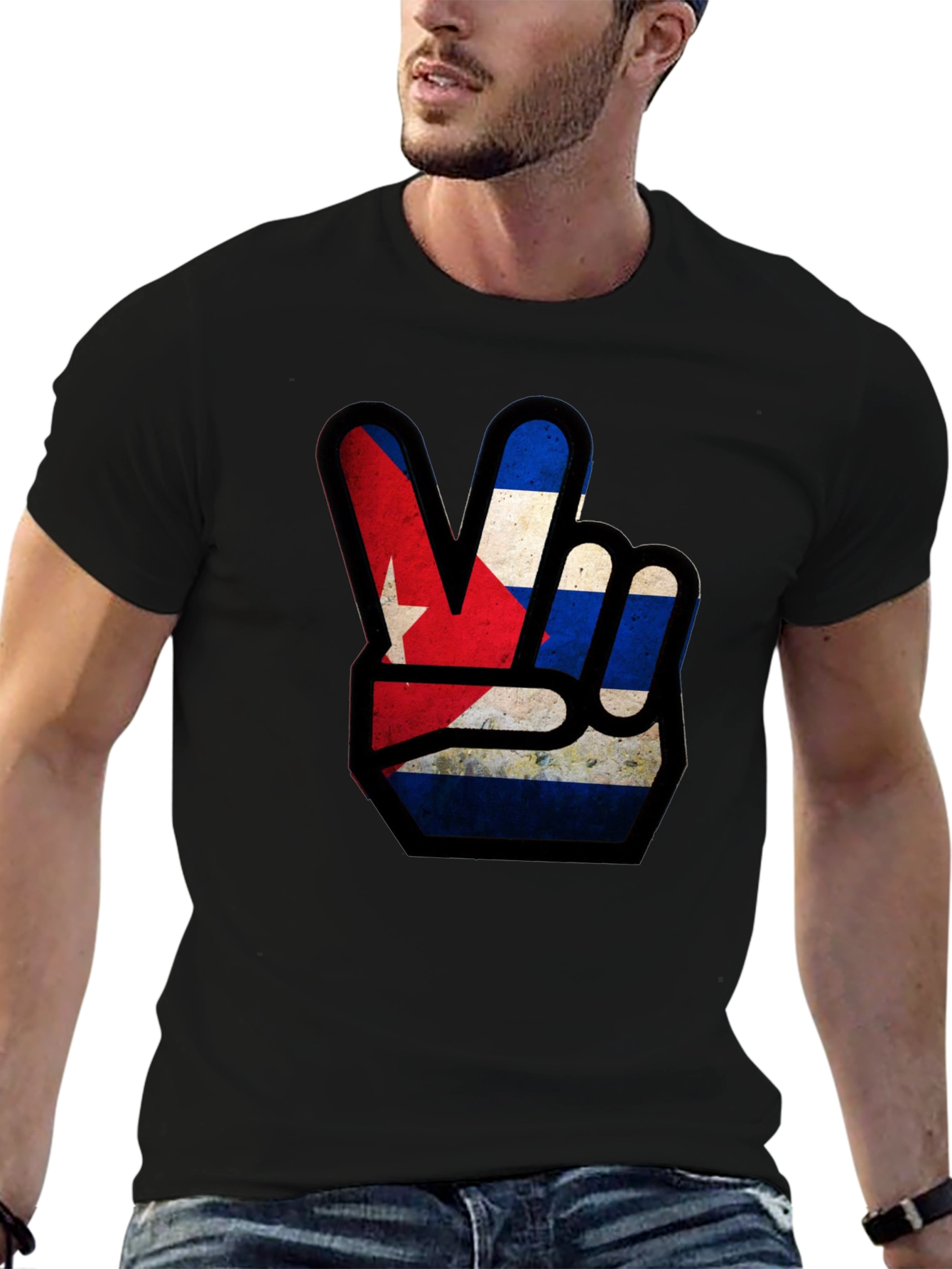 Cuba Flag Peace Sign Graphic T-Shirt