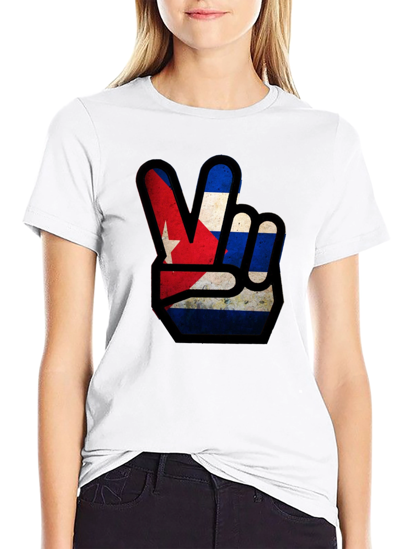 Cuba Flag Peace Sign Graphic T-Shirt