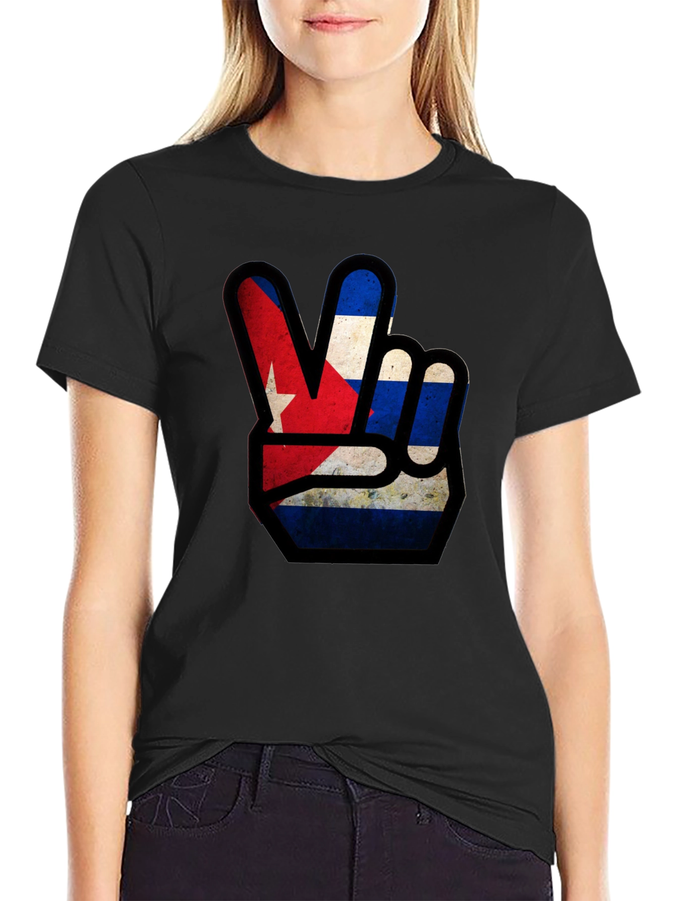Cuba Flag Peace Sign Graphic T-Shirt