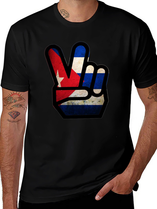 Cuba Flag Peace Sign Graphic T-Shirt