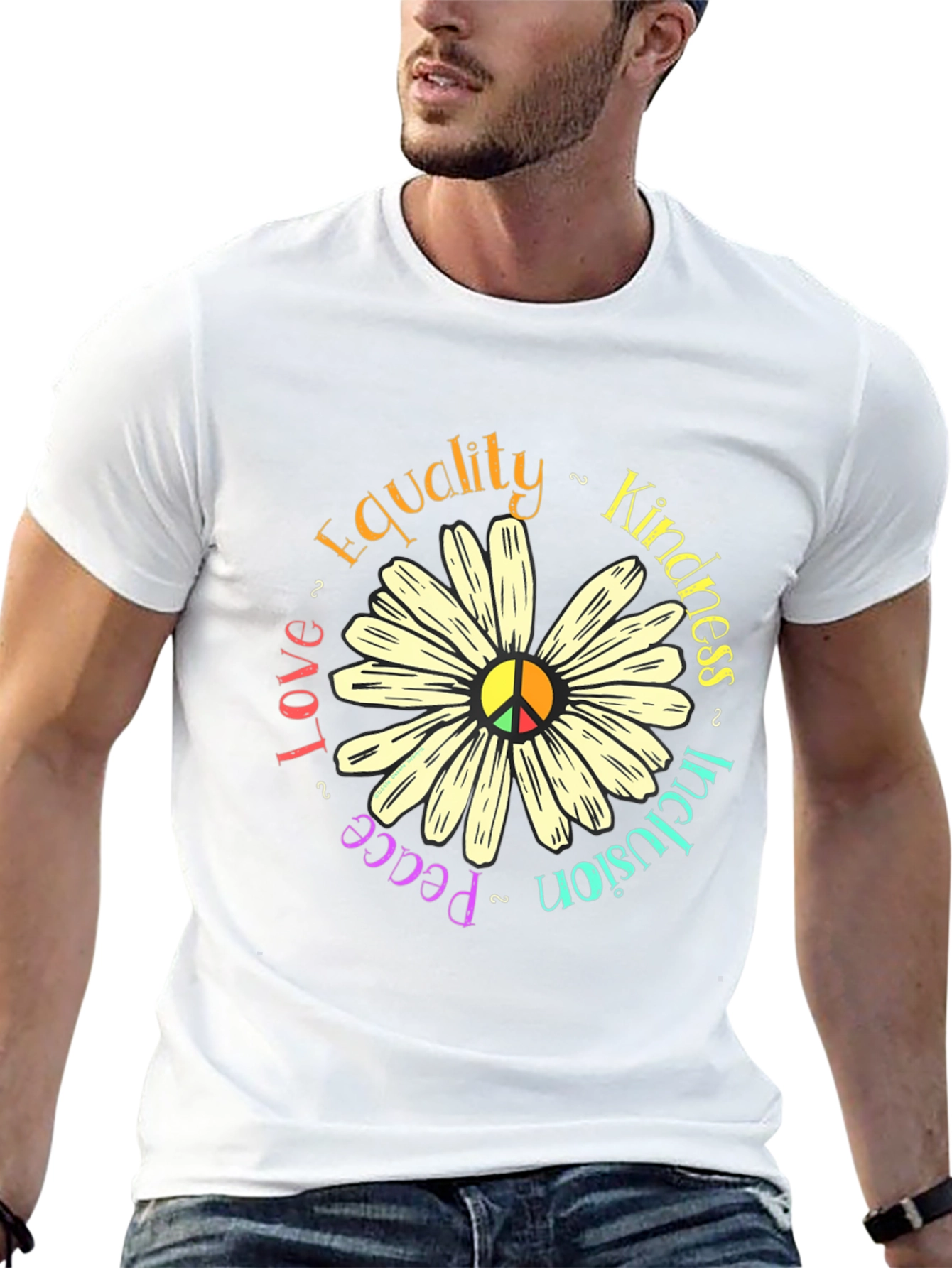 Peace Love Inclusion Equality Kindness Daisy T-Shirt