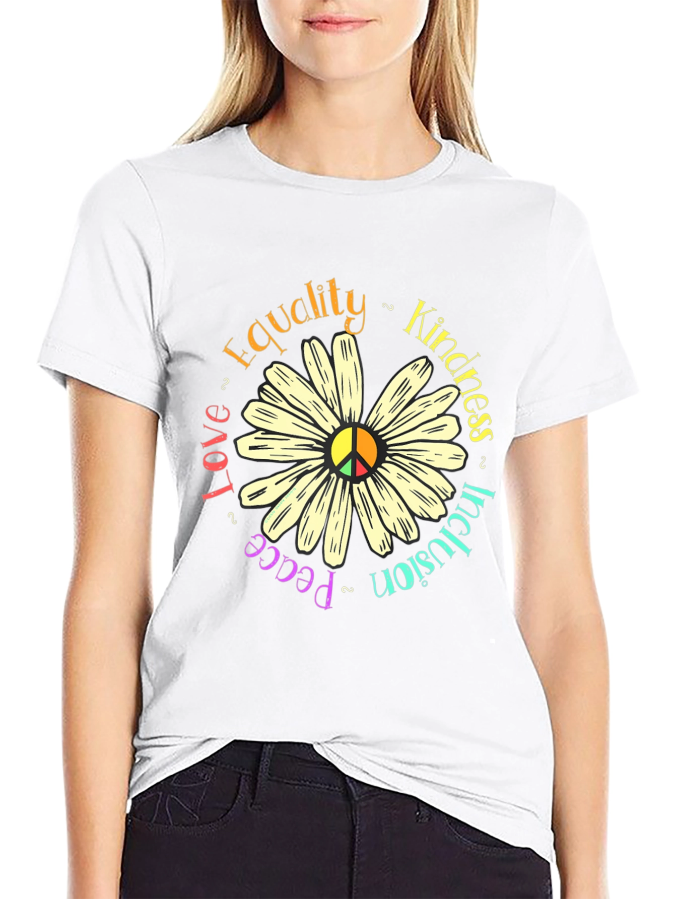 Peace Love Inclusion Equality Kindness Daisy T-Shirt