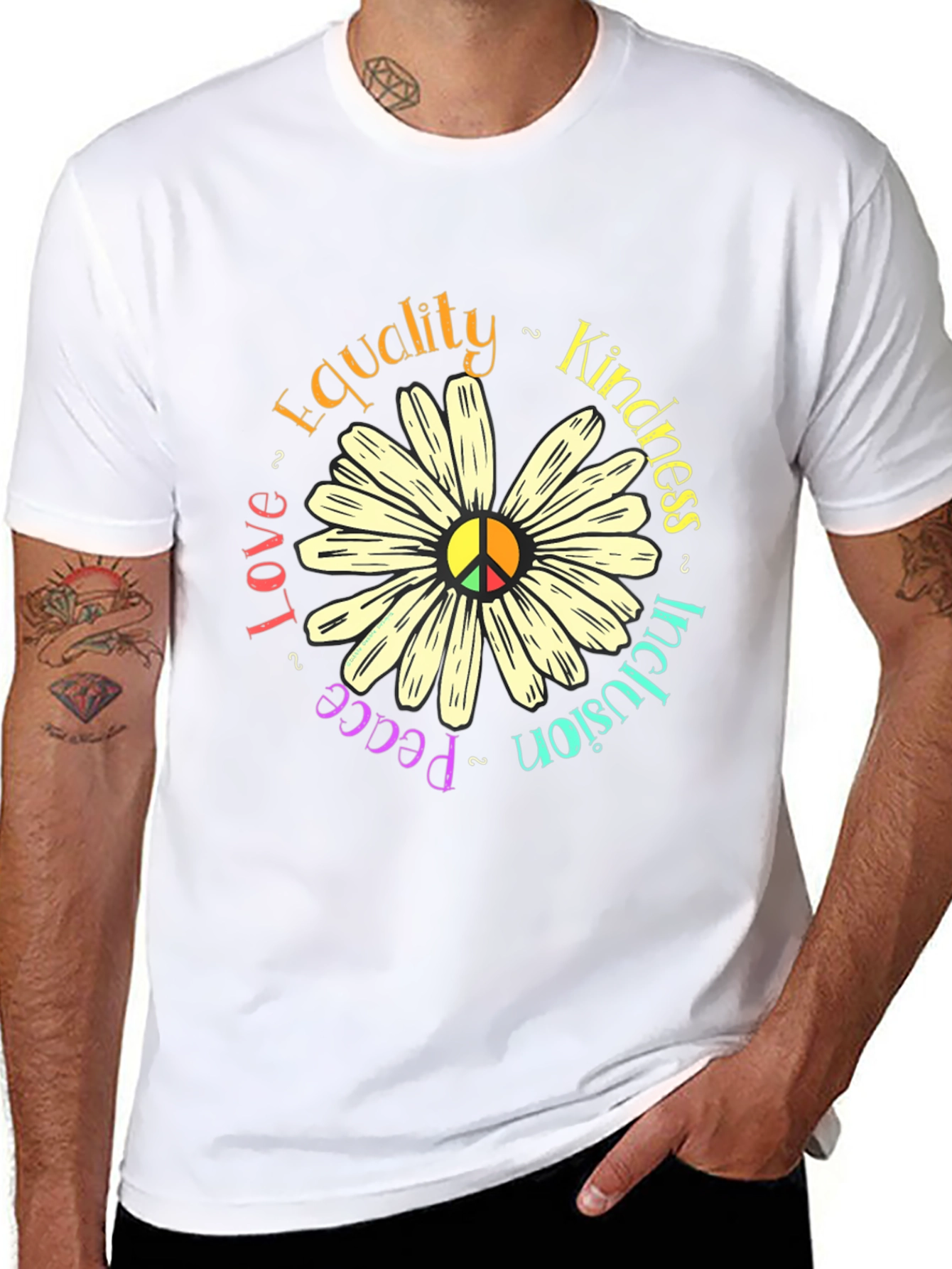 Peace Love Inclusion Equality Kindness Daisy T-Shirt