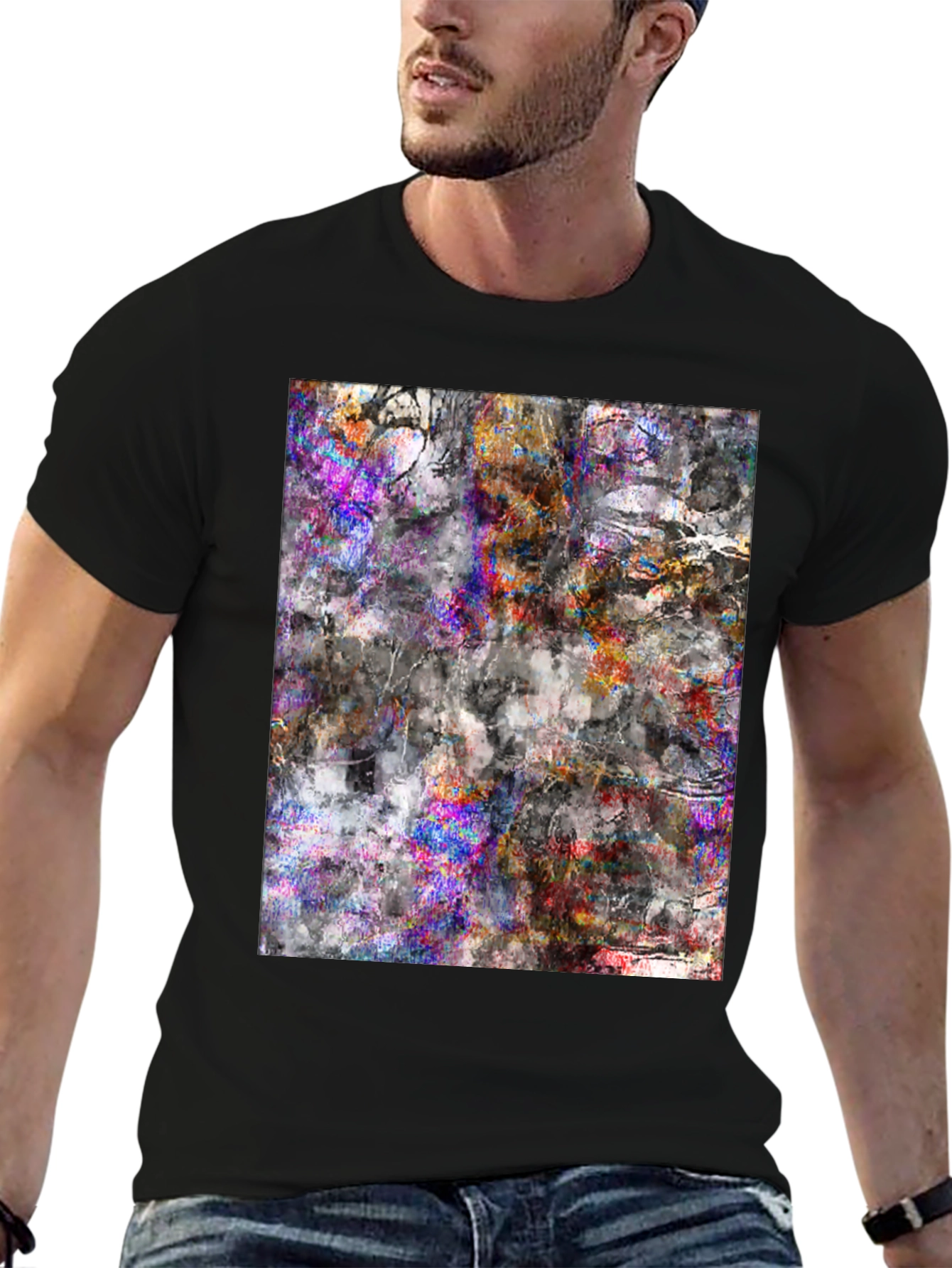 Abstract Art Tee - Black Cotton Blend