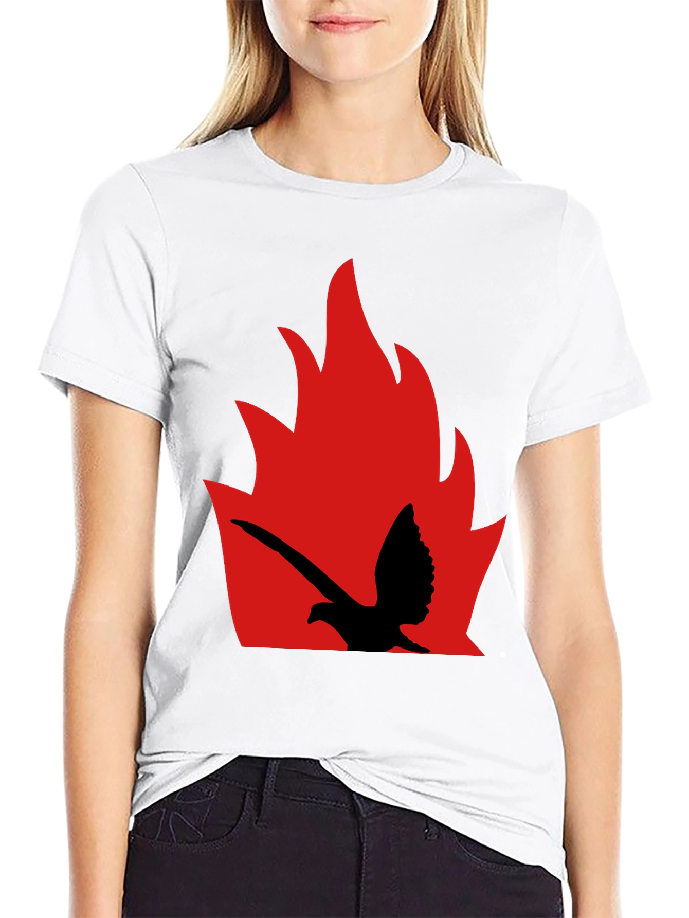 Fiery Bird Graphic Tee - Bold Black Shirt