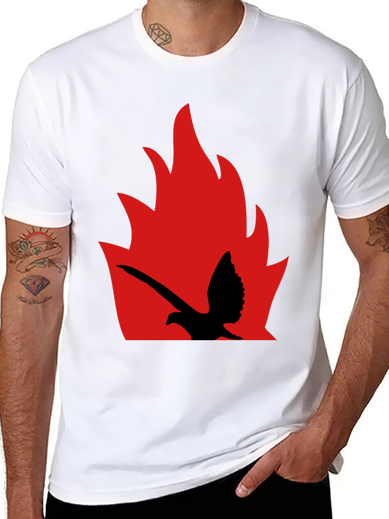Fiery Bird Graphic Tee - Bold Black Shirt