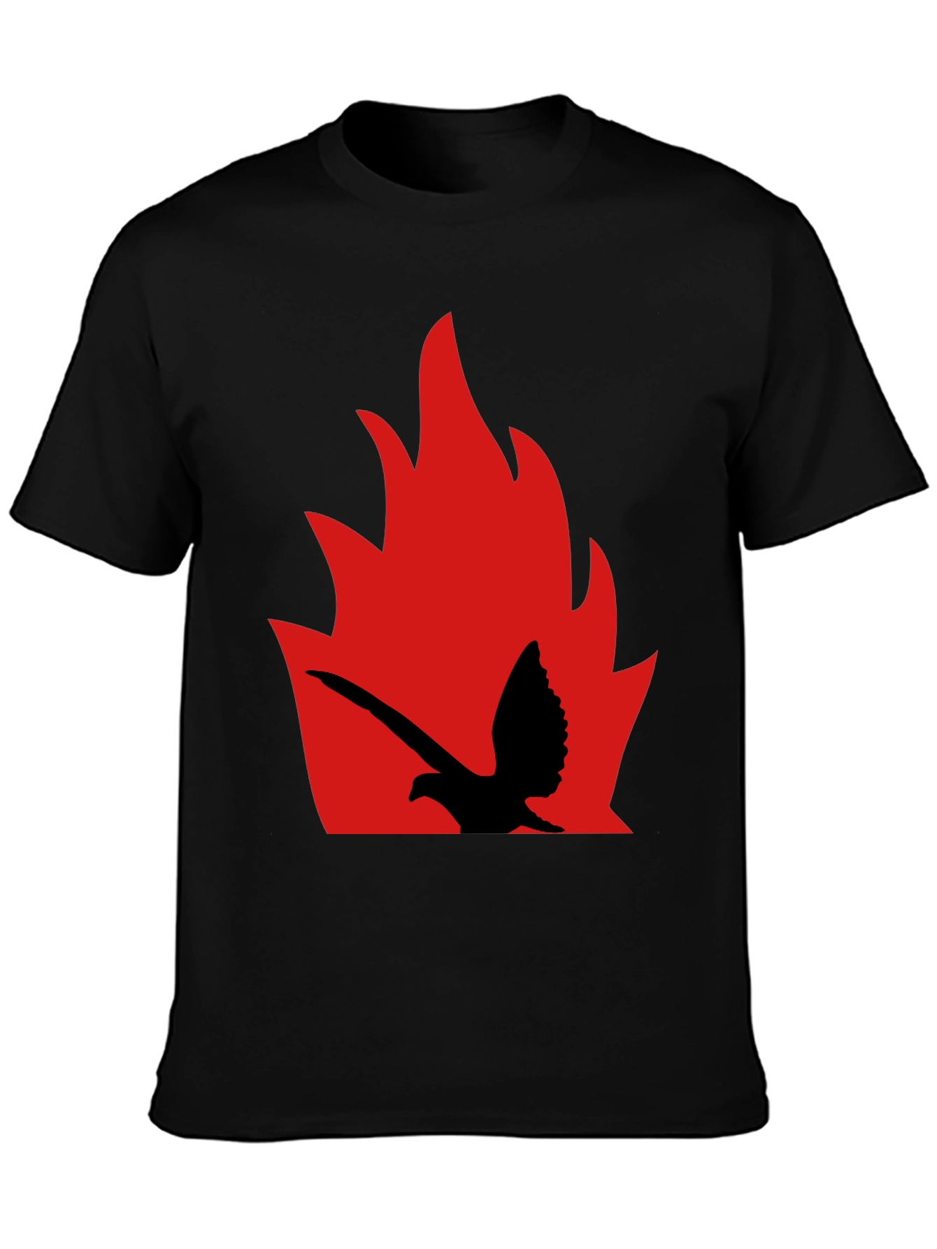 Fiery Bird Graphic Tee - Bold Black Shirt