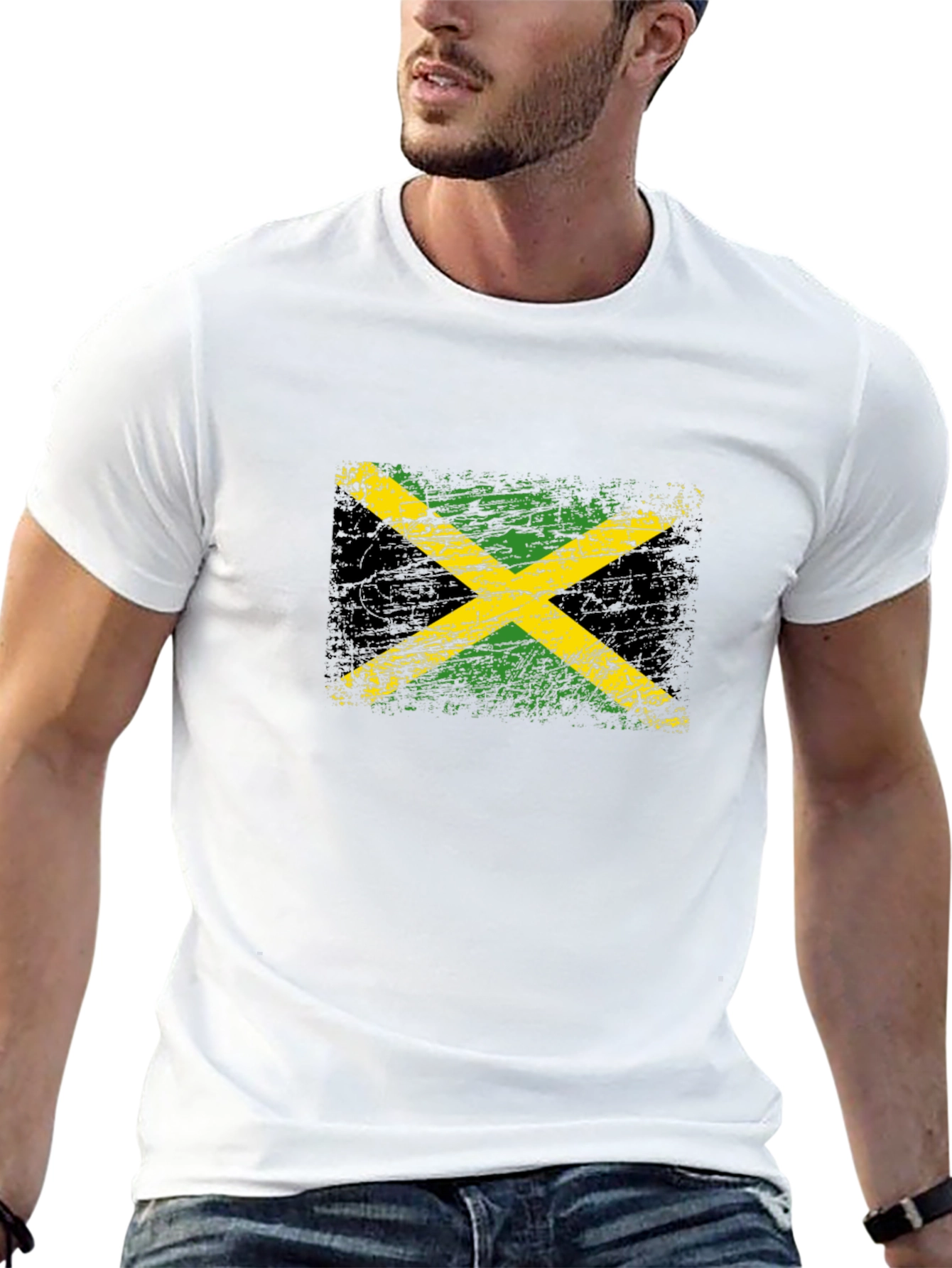 Jamaica Flag Distressed Graphic T-Shirt