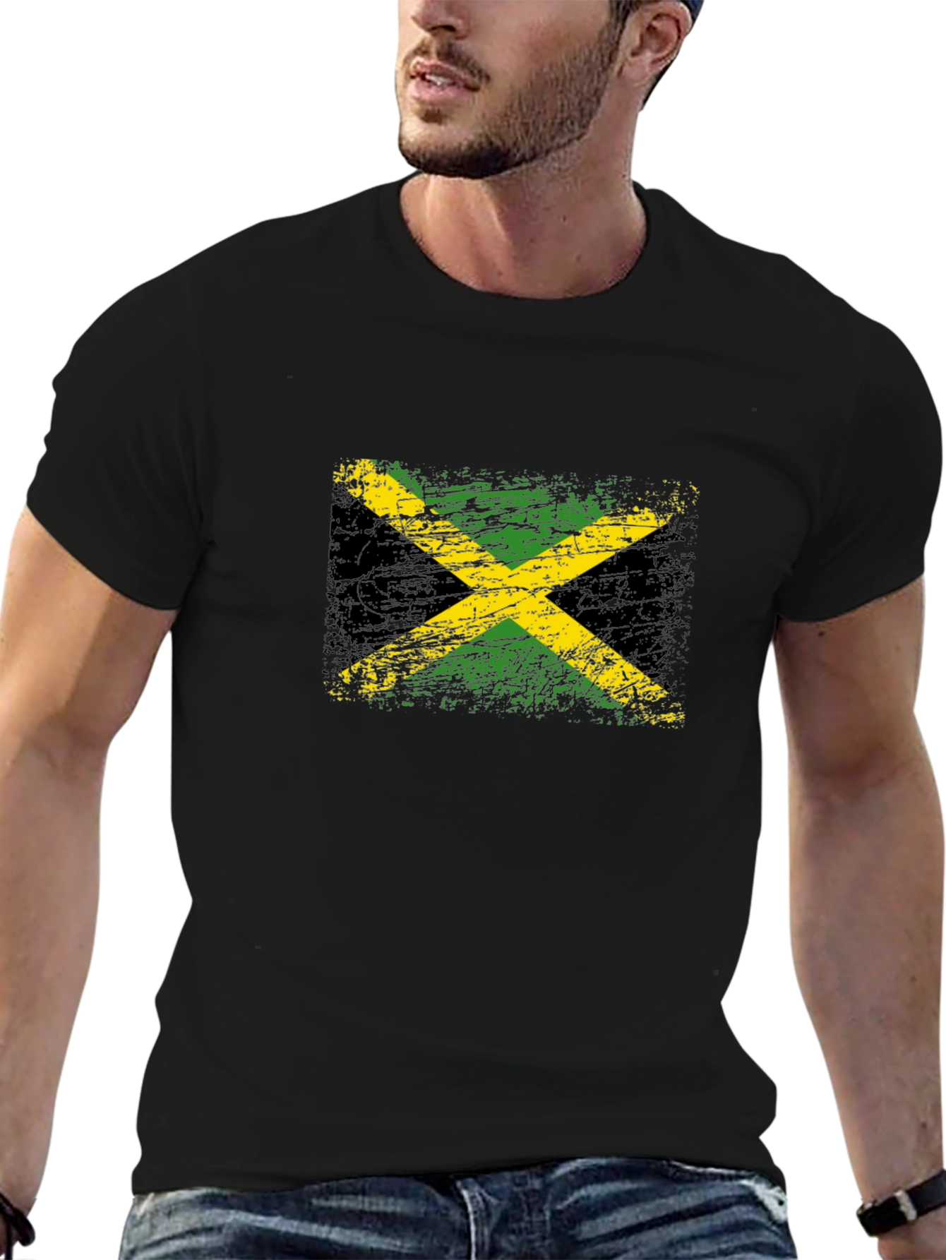 Jamaica Flag Distressed Graphic T-Shirt