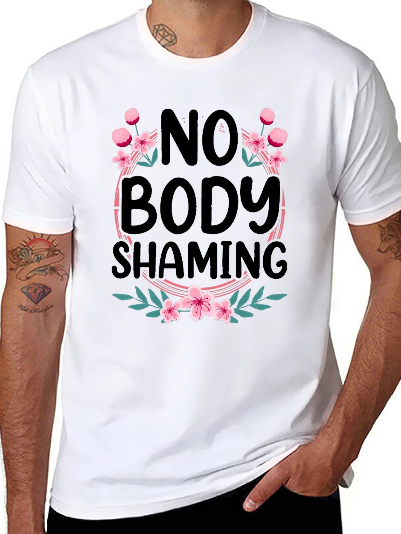 No Body Shaming Floral Graphic Tee