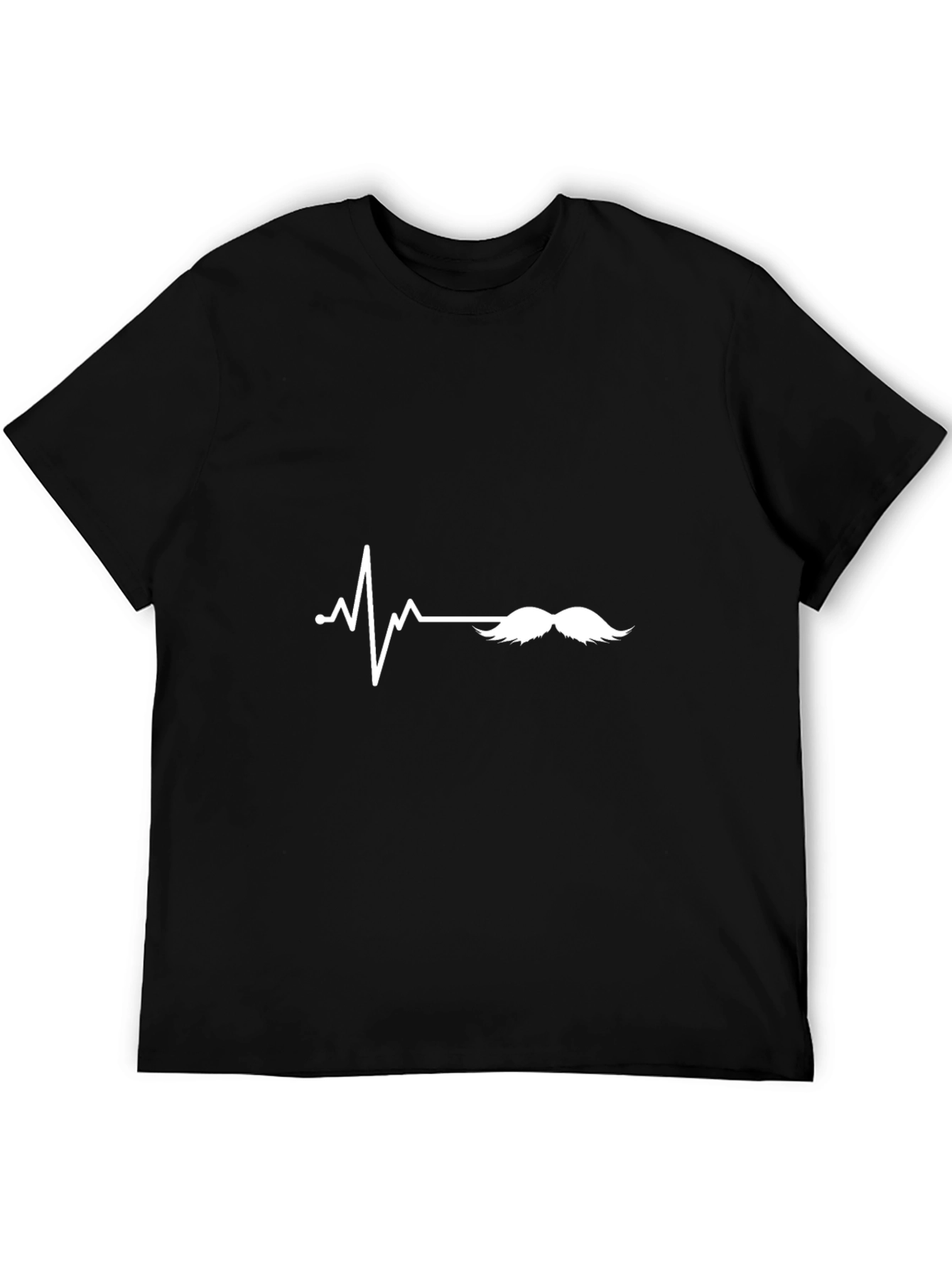 Funny Mustache Heartbeat Graphic Tee - Cool Design!