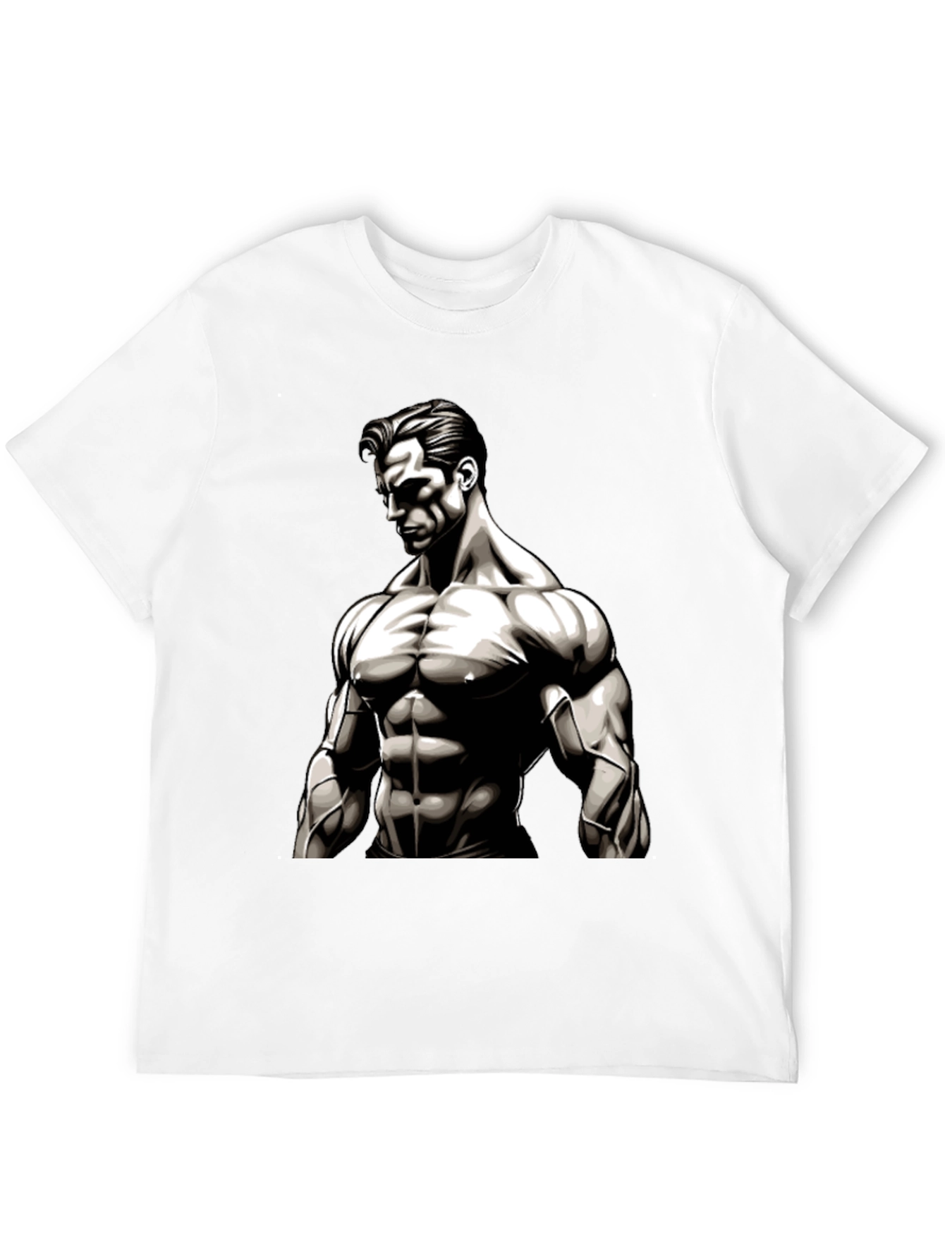Muscle Graphic Print Black T-Shirt