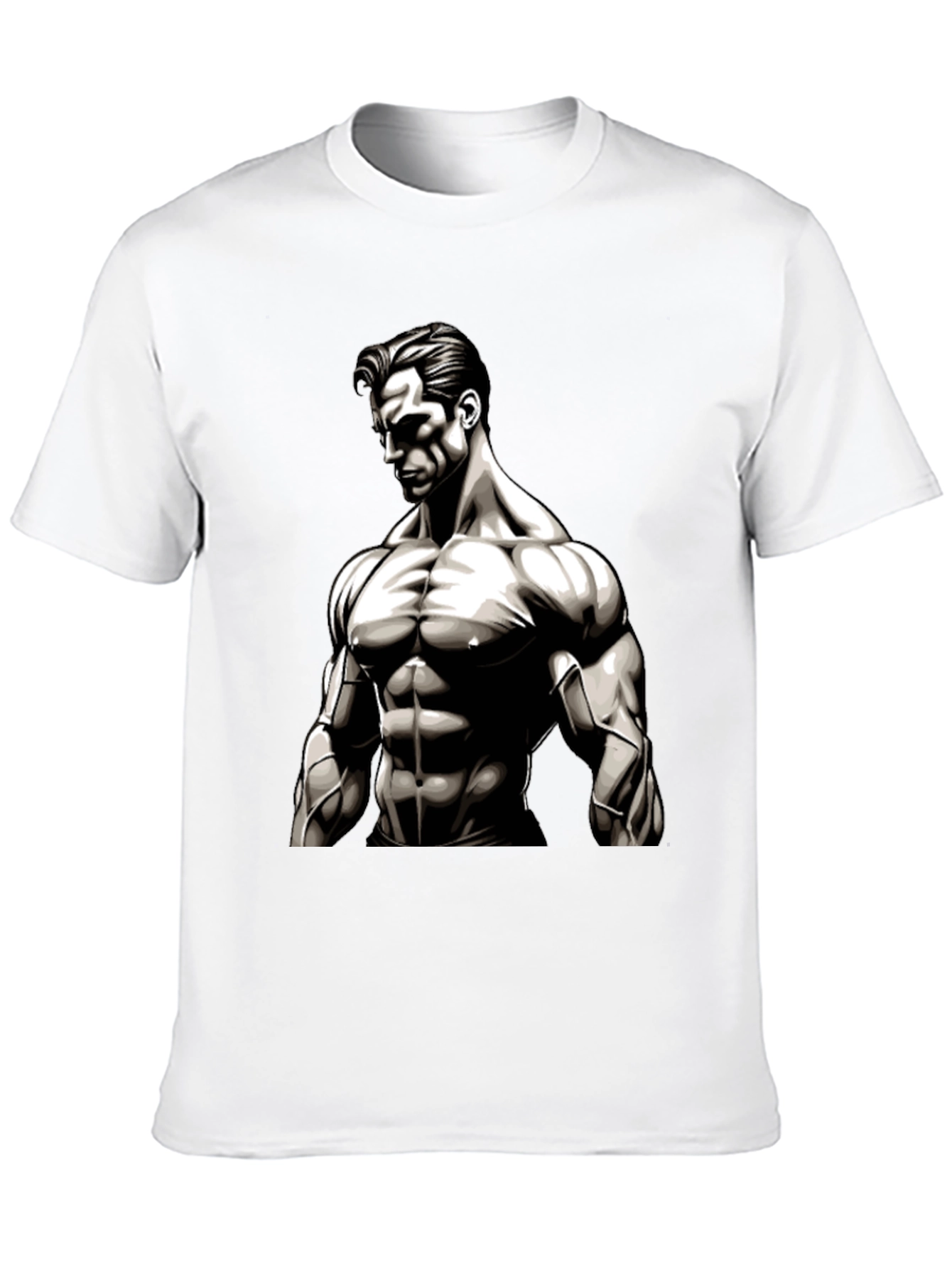 Muscle Graphic Print Black T-Shirt
