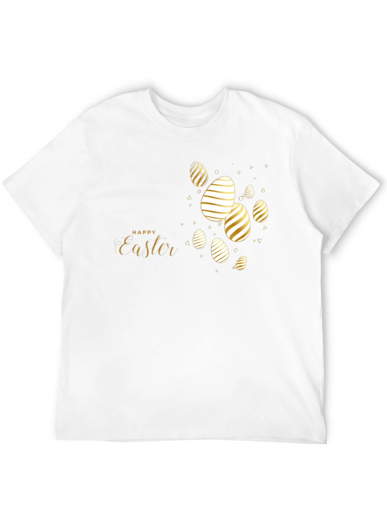 Happy Easter Black T-Shirt with Gold Eggs