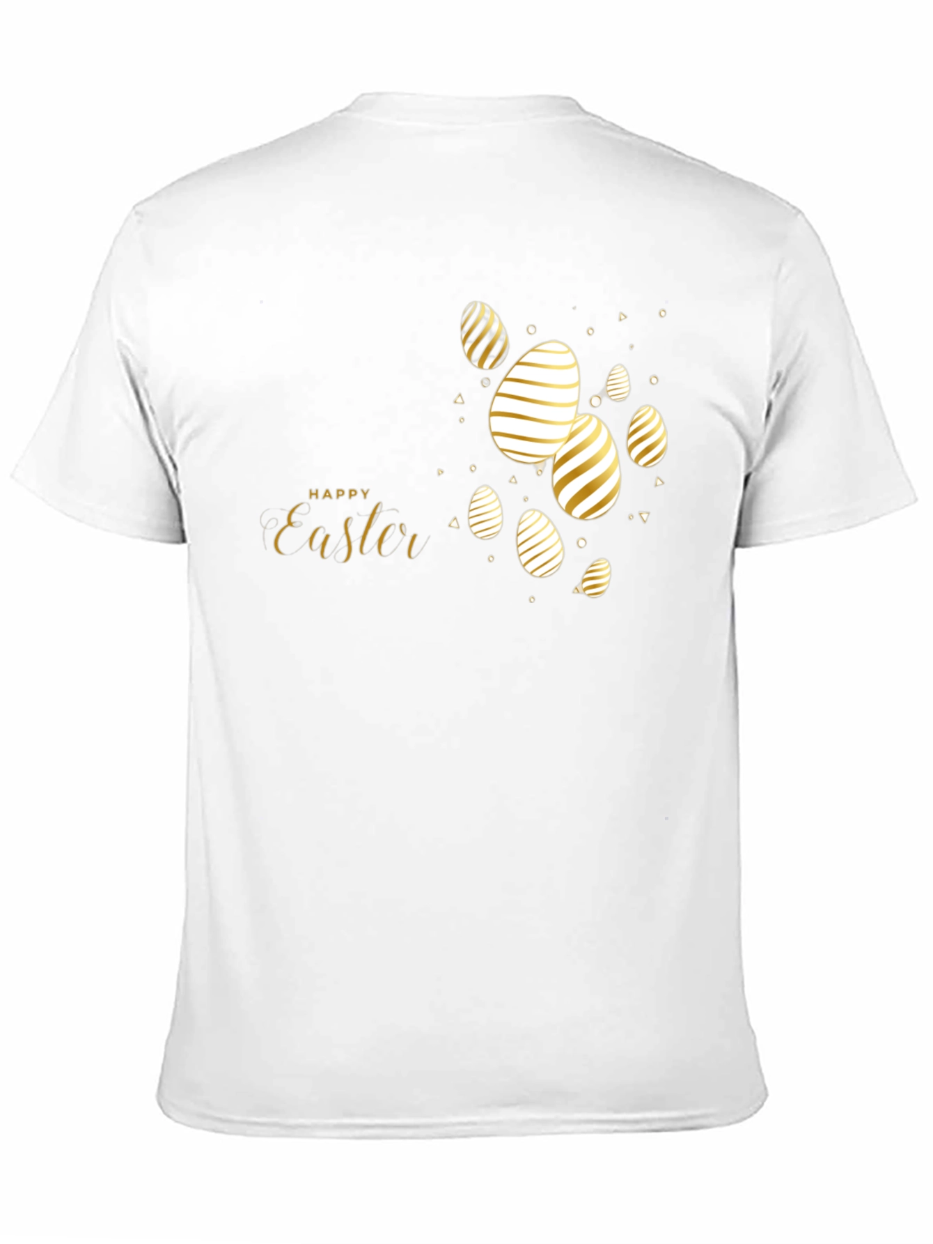 Happy Easter Black T-Shirt with Gold Eggs