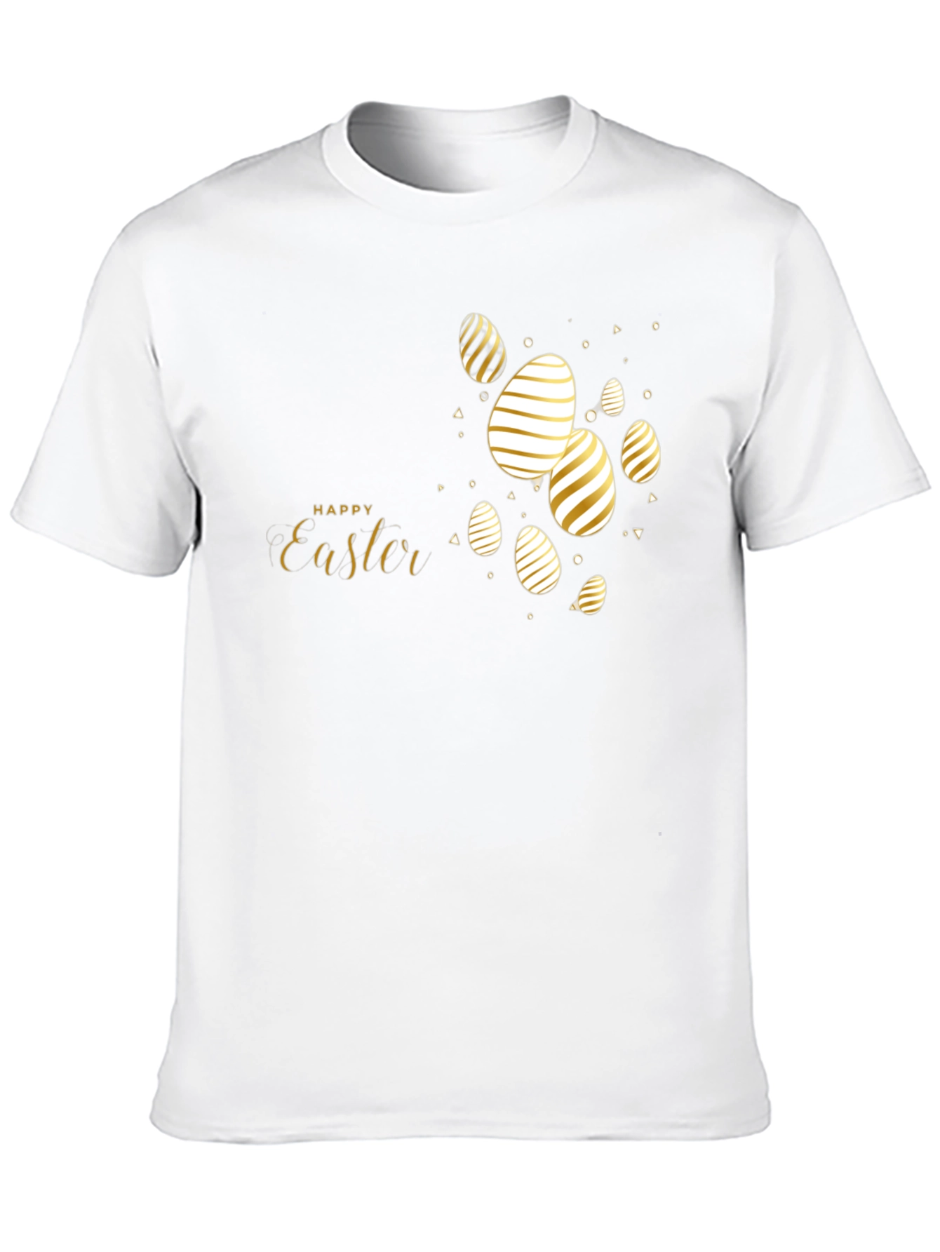 Happy Easter Black T-Shirt with Gold Eggs