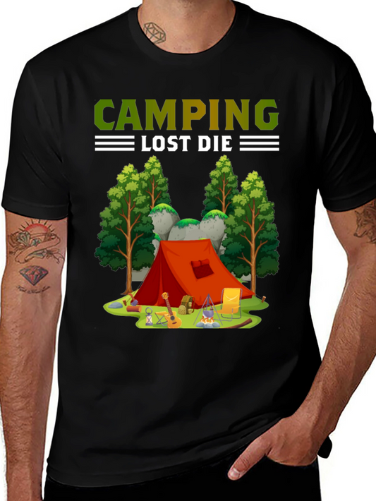 Camping T-Shirt Tent and Campfire Design