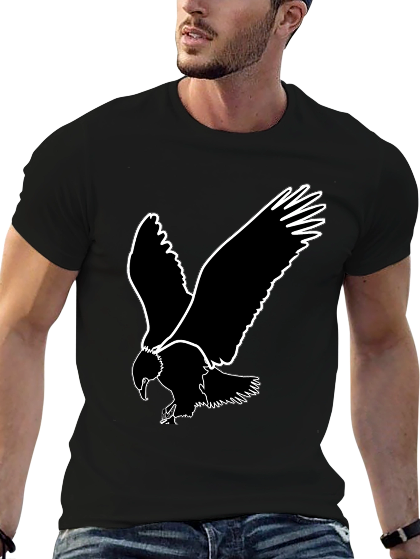 Bold Eagle Graphic Tee - Black