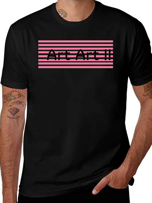 Art Art II Graphic Tee - Pink Stripes Black T-Shirt