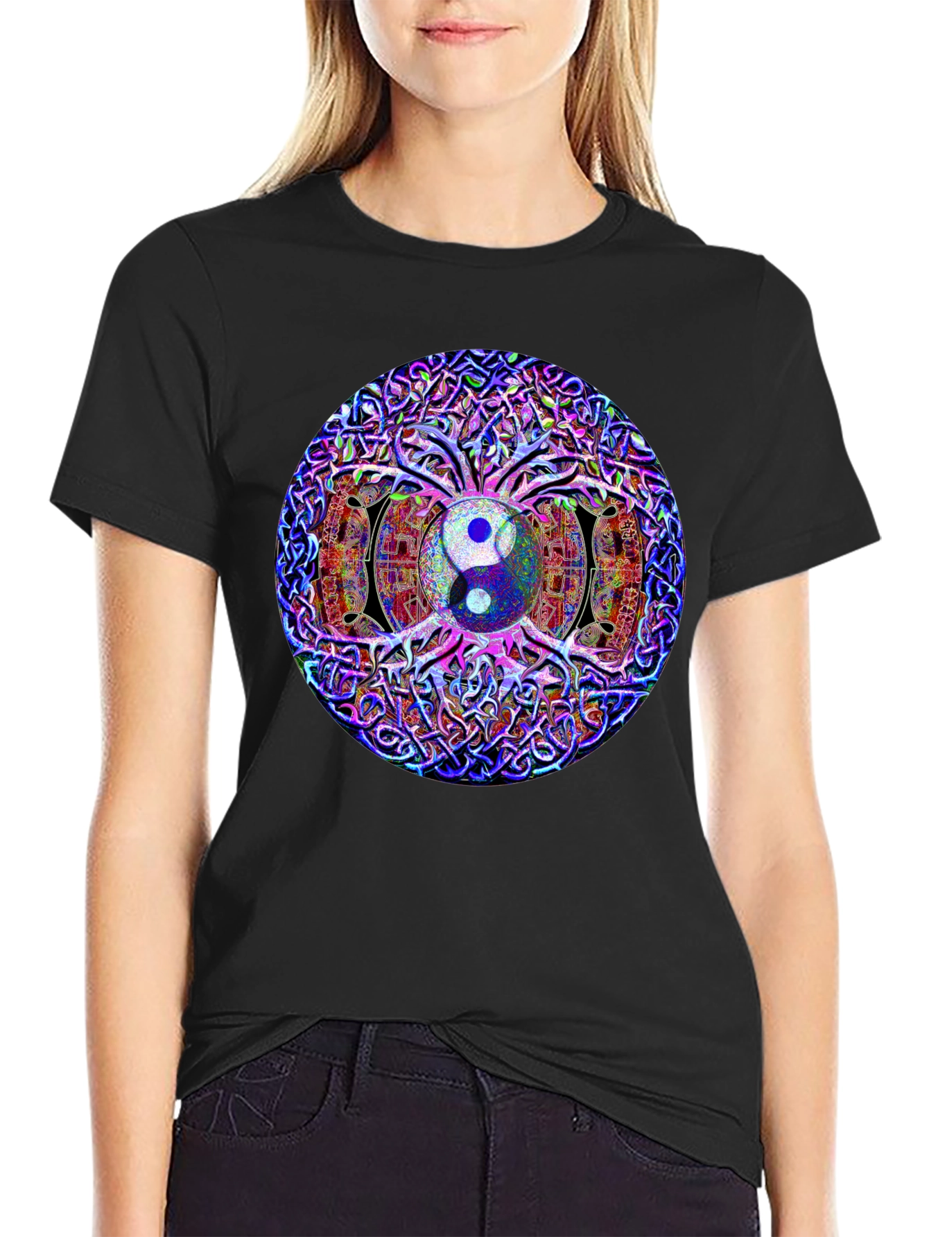 Yin Yang Tree of Life Graphic T-Shirt