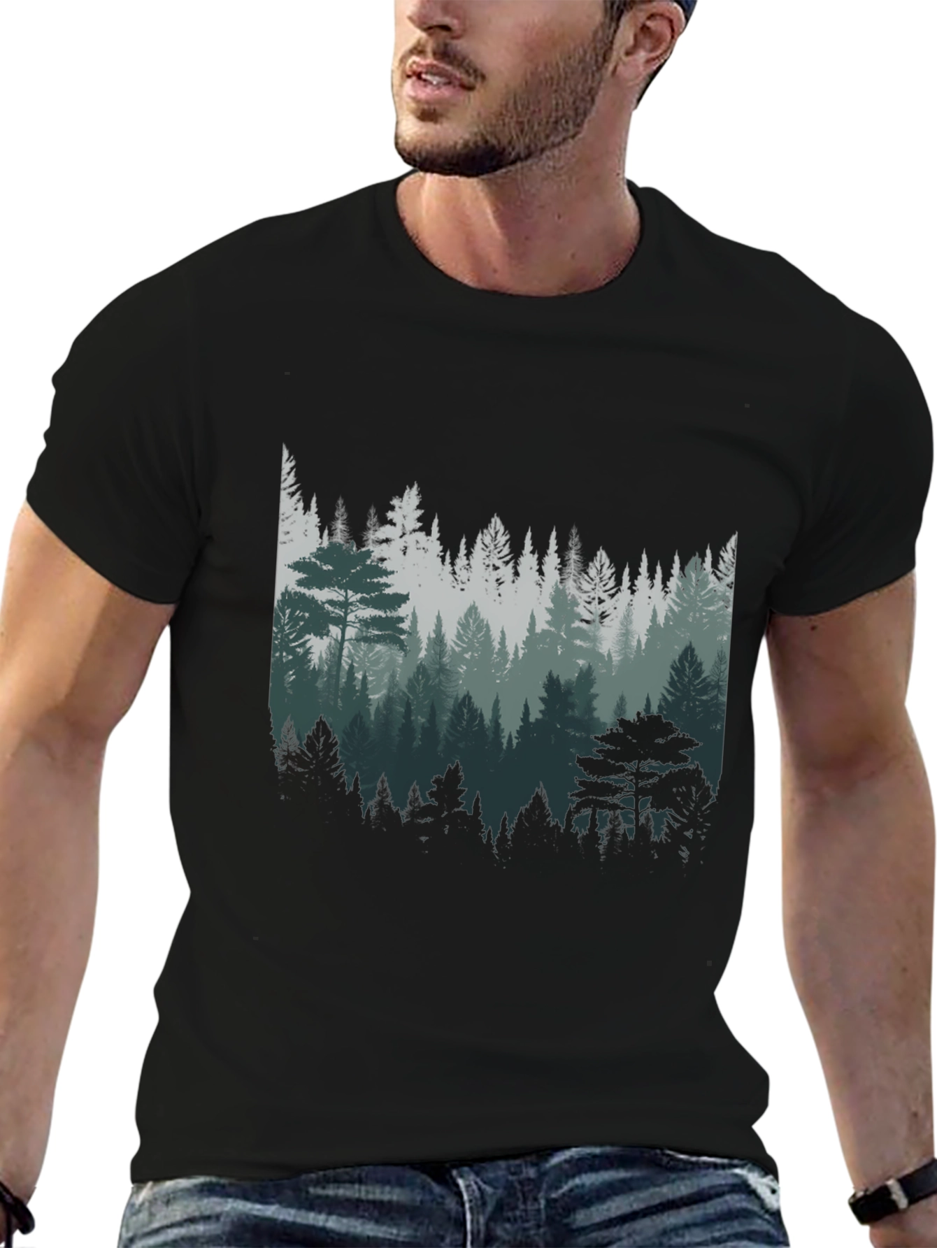 Mens Forest Graphic Tee - Nature Inspired Design