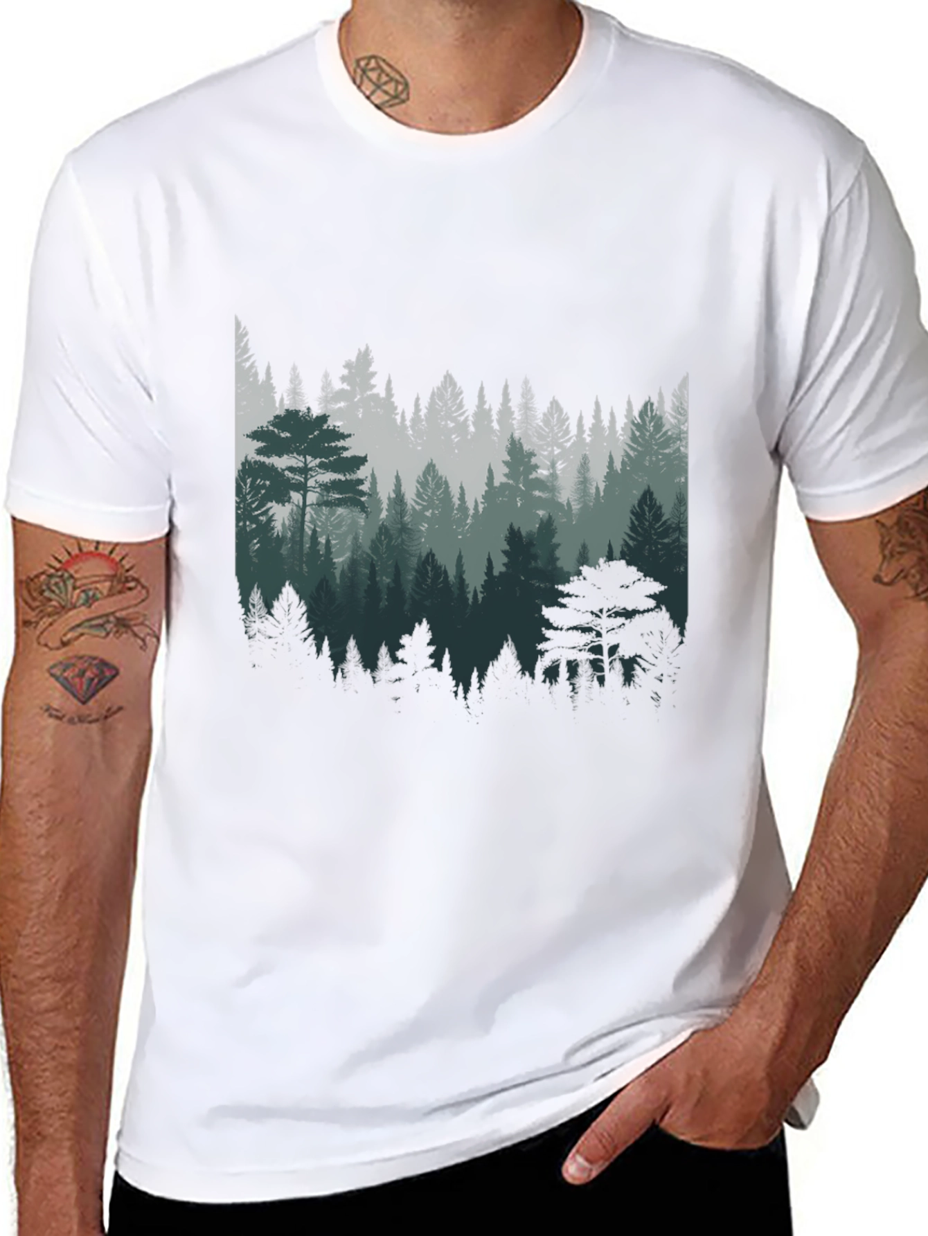 Mens Forest Graphic Tee - Nature Inspired Design