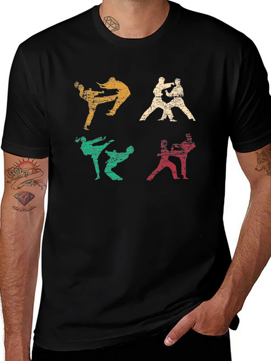 Martial Arts Graphic Print Black T-Shirt