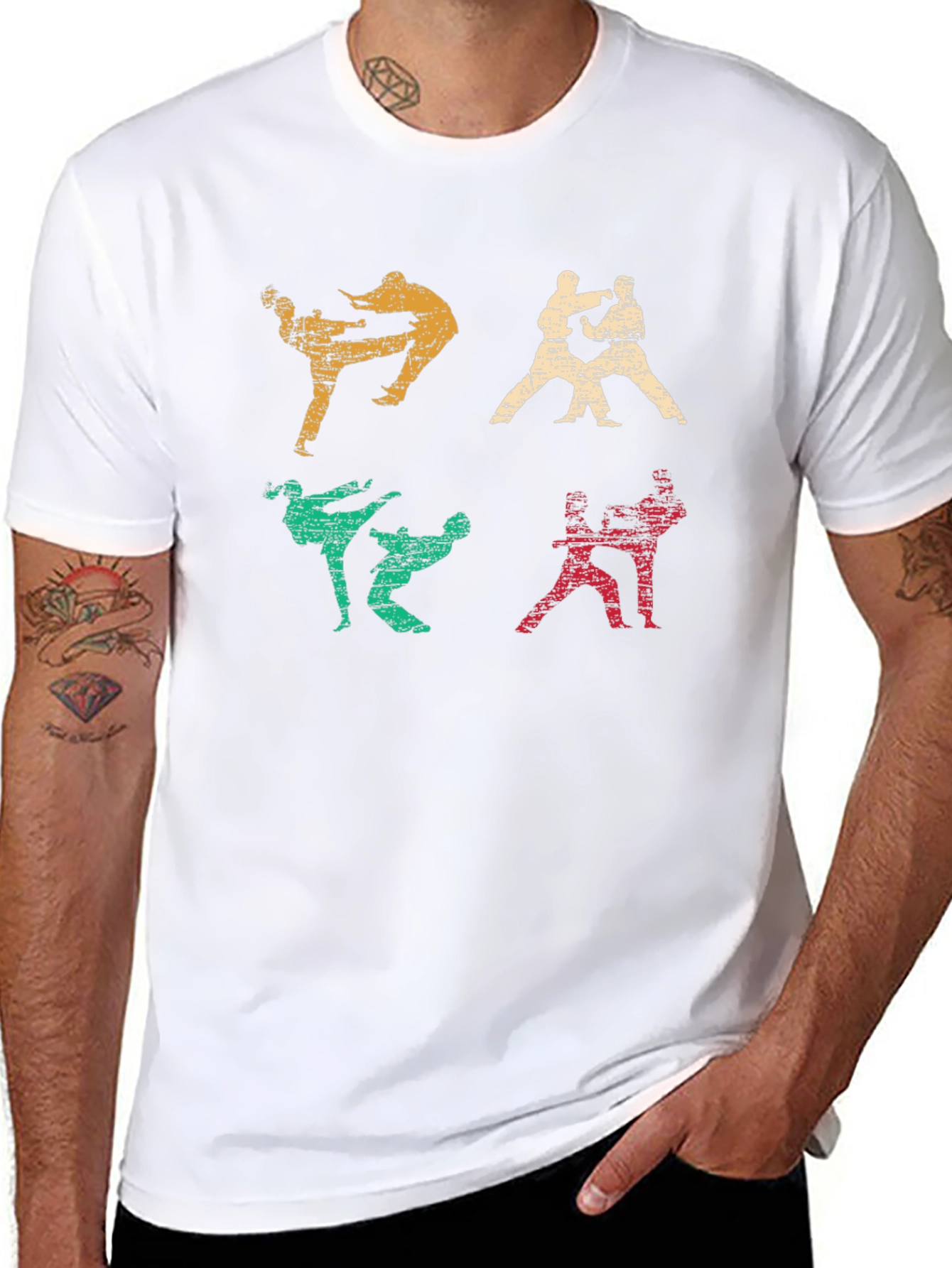 Martial Arts Graphic Print Black T-Shirt