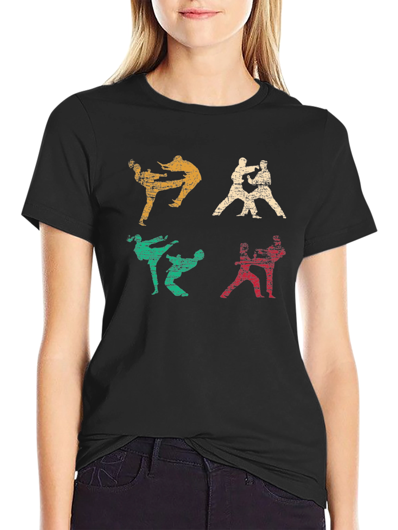 Martial Arts Graphic Print Black T-Shirt
