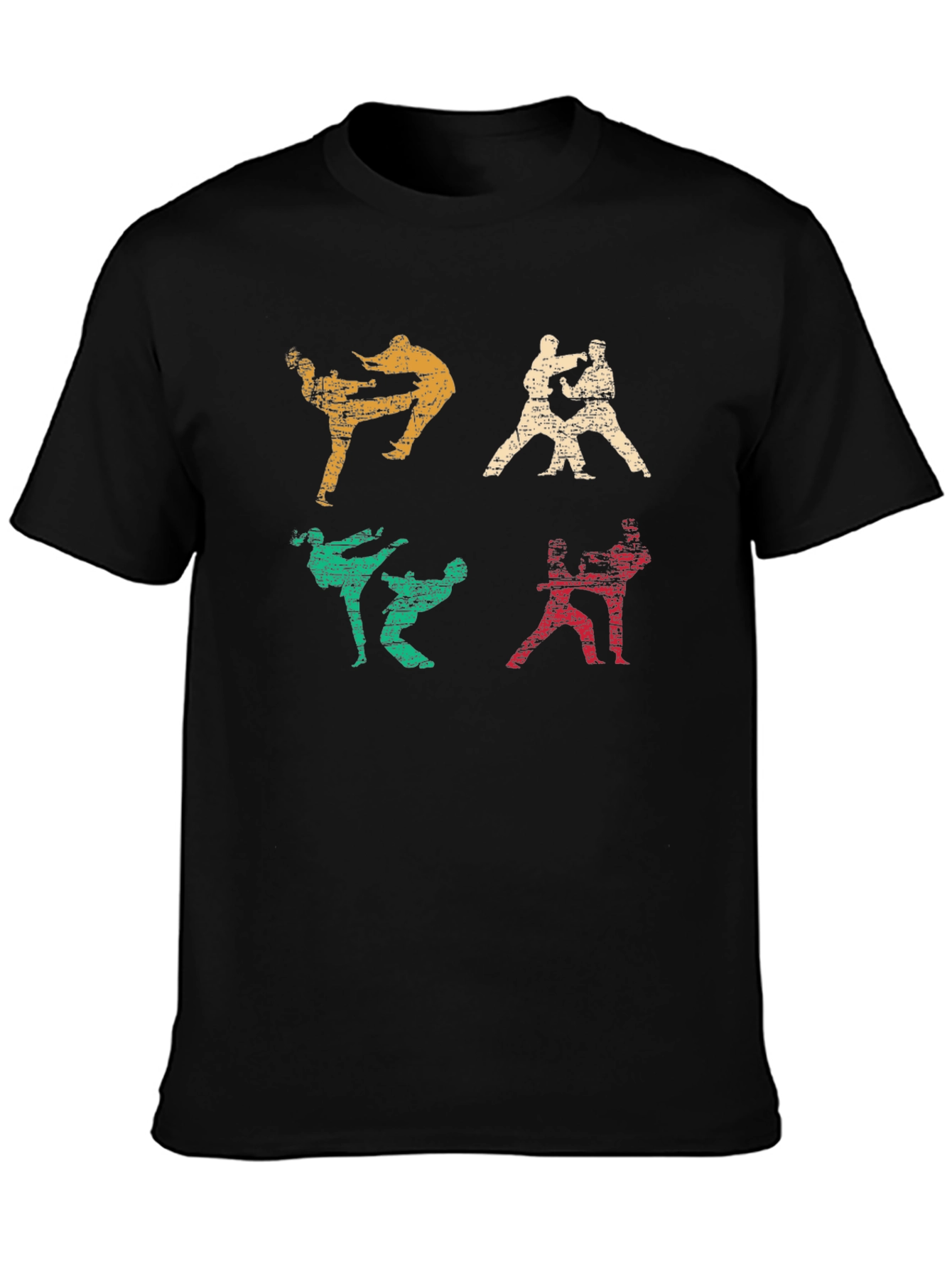 Martial Arts Graphic Print Black T-Shirt