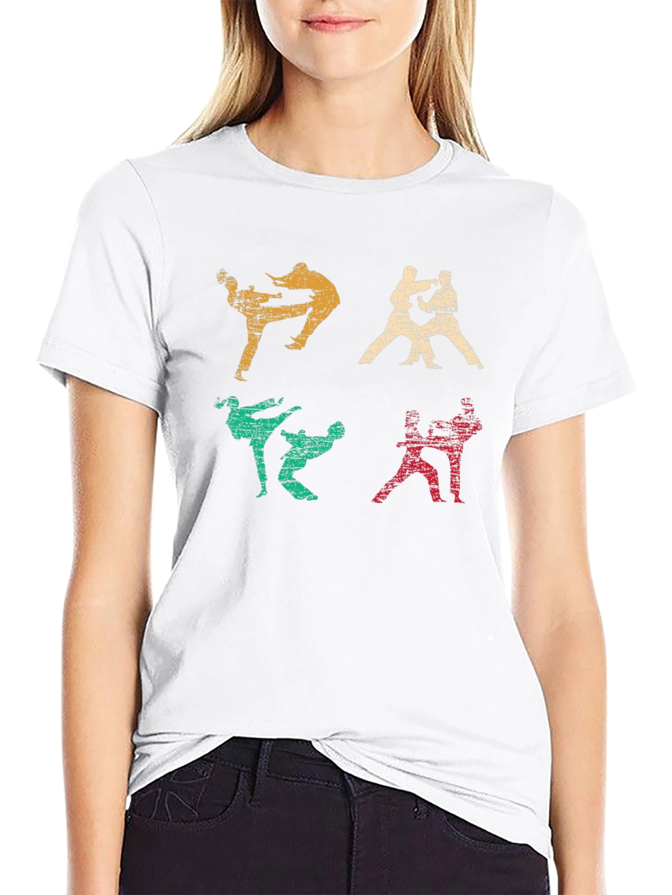 Martial Arts Graphic Print Black T-Shirt